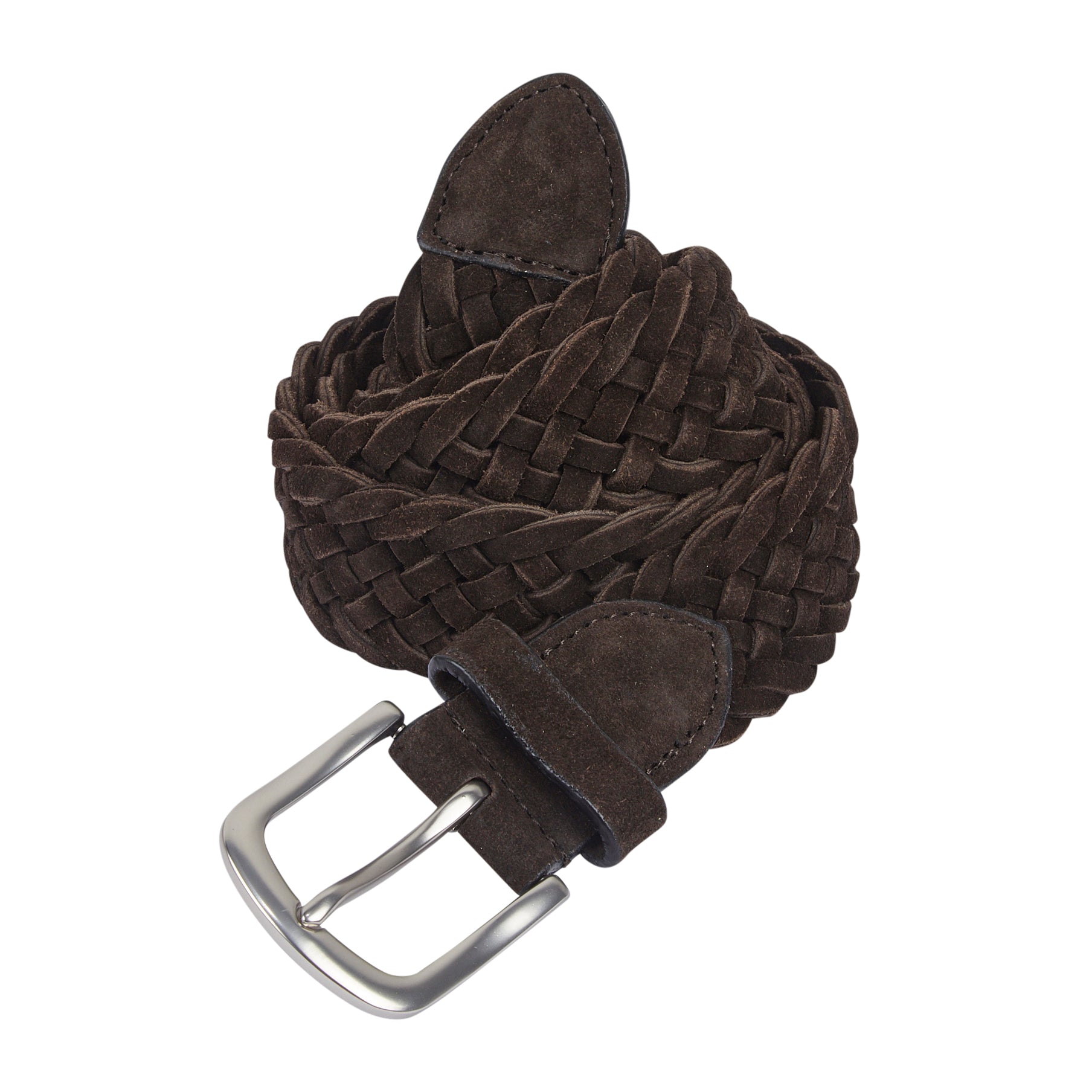 Kingston Suede Leather Woven Belts - Brown Kingston Suede Leather Woven Belts - Brown