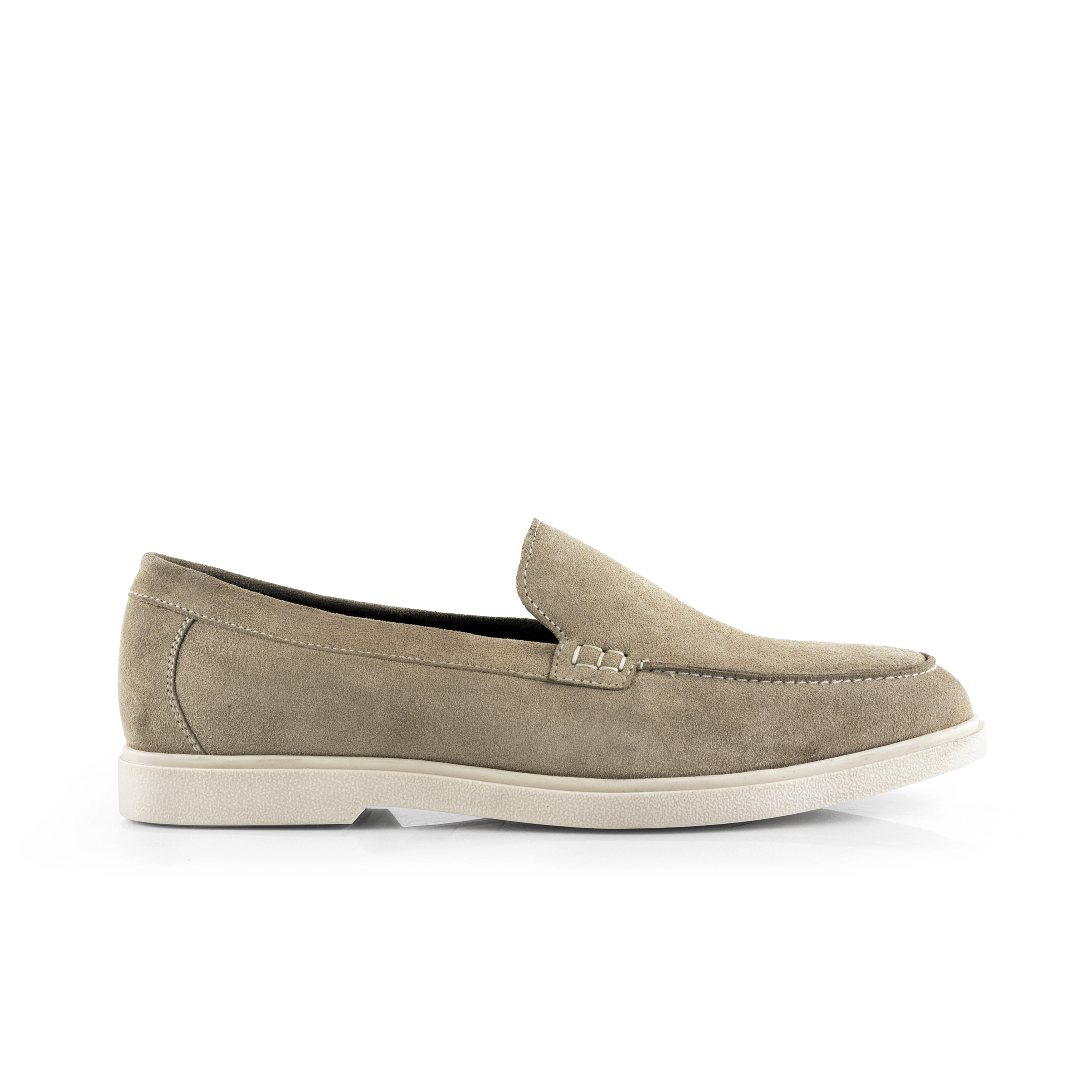San Mauro Suede Leather Apron Loafers - Taupe San Mauro Suede Leather Apron Loafers - Taupe