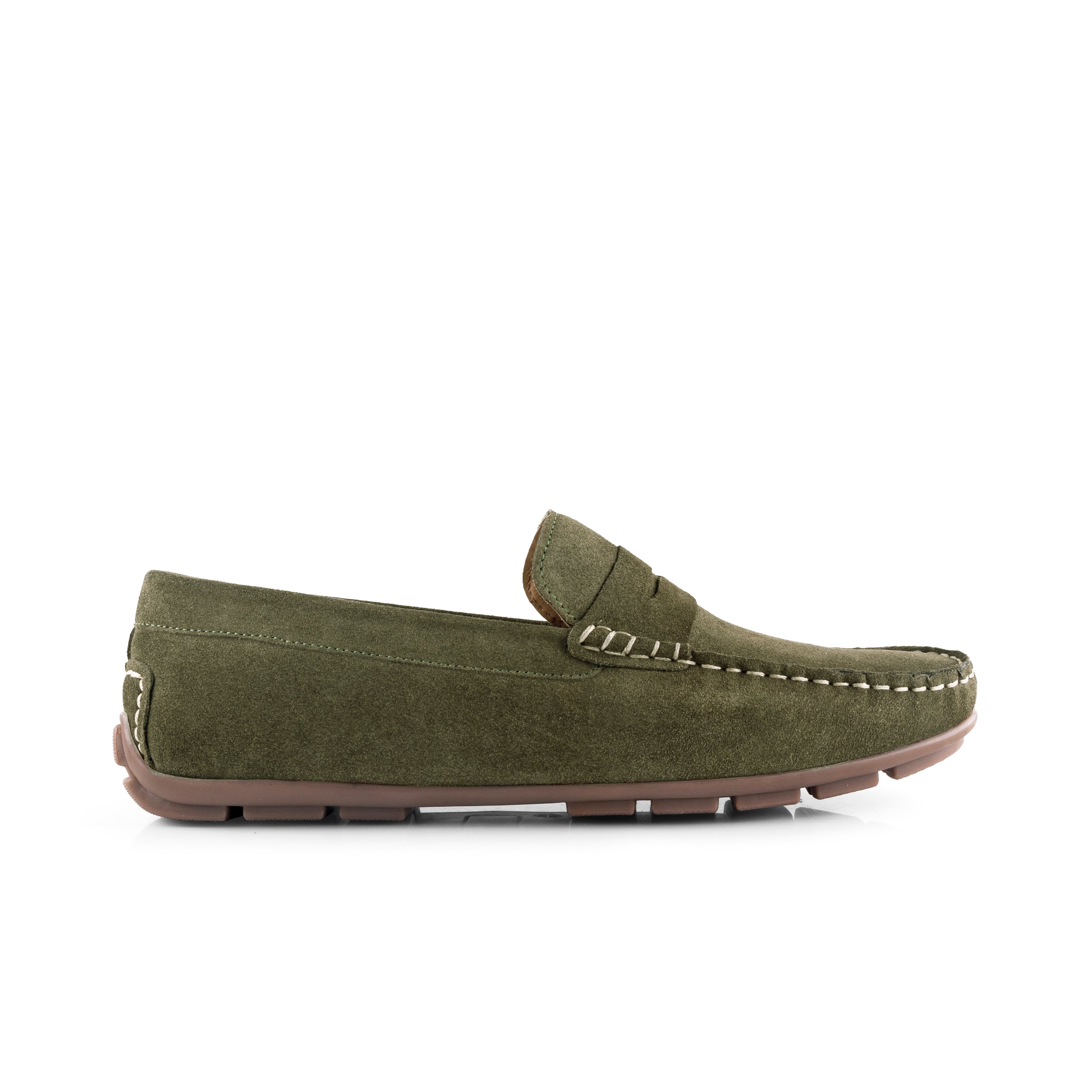 Bari Suede Leather Driving Loafers - Green Bari Suede Leather Driving Loafers - Green