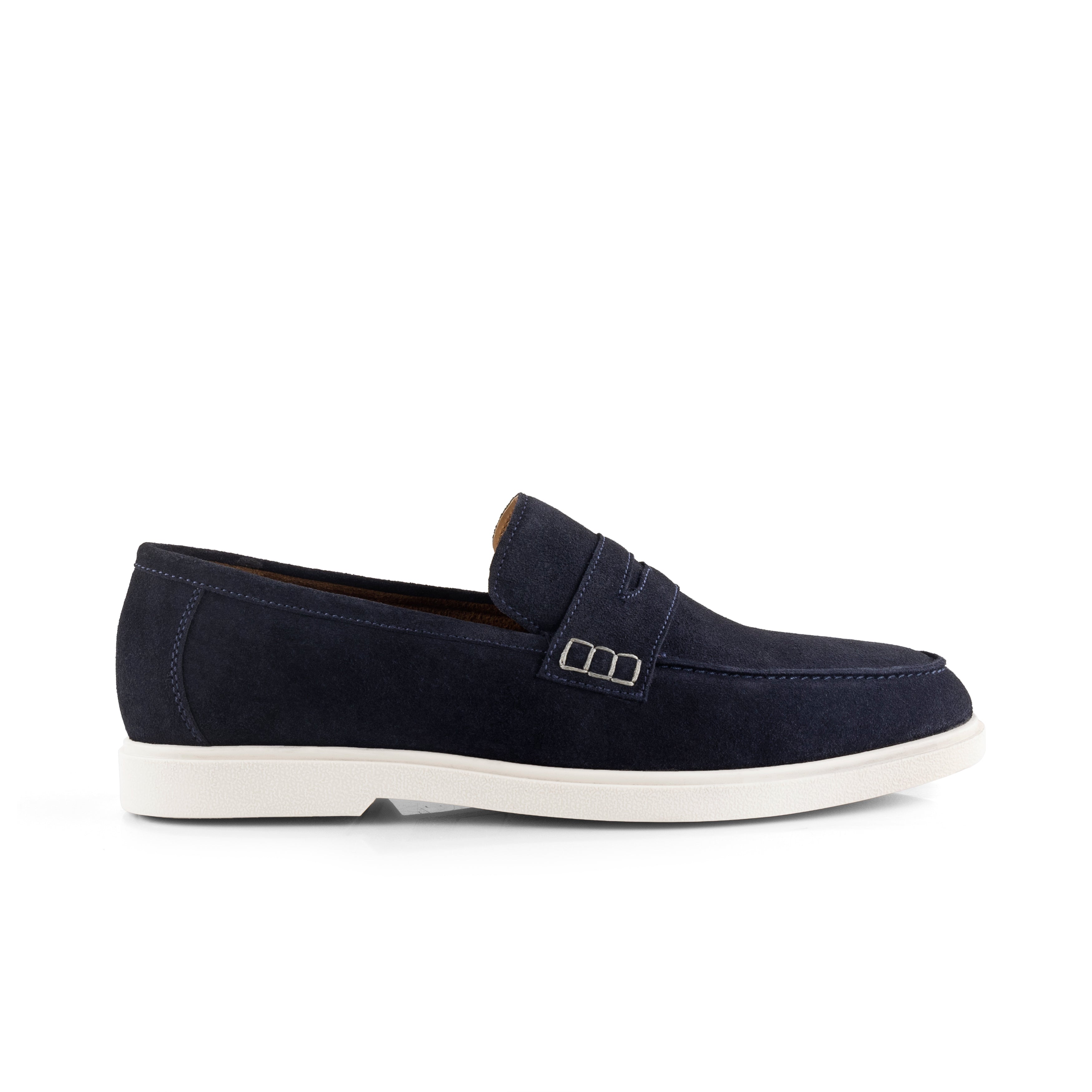 San Nicola Suede Leather Penny Loafers - Navy San Nicola Suede Leather Penny Loafers - Navy