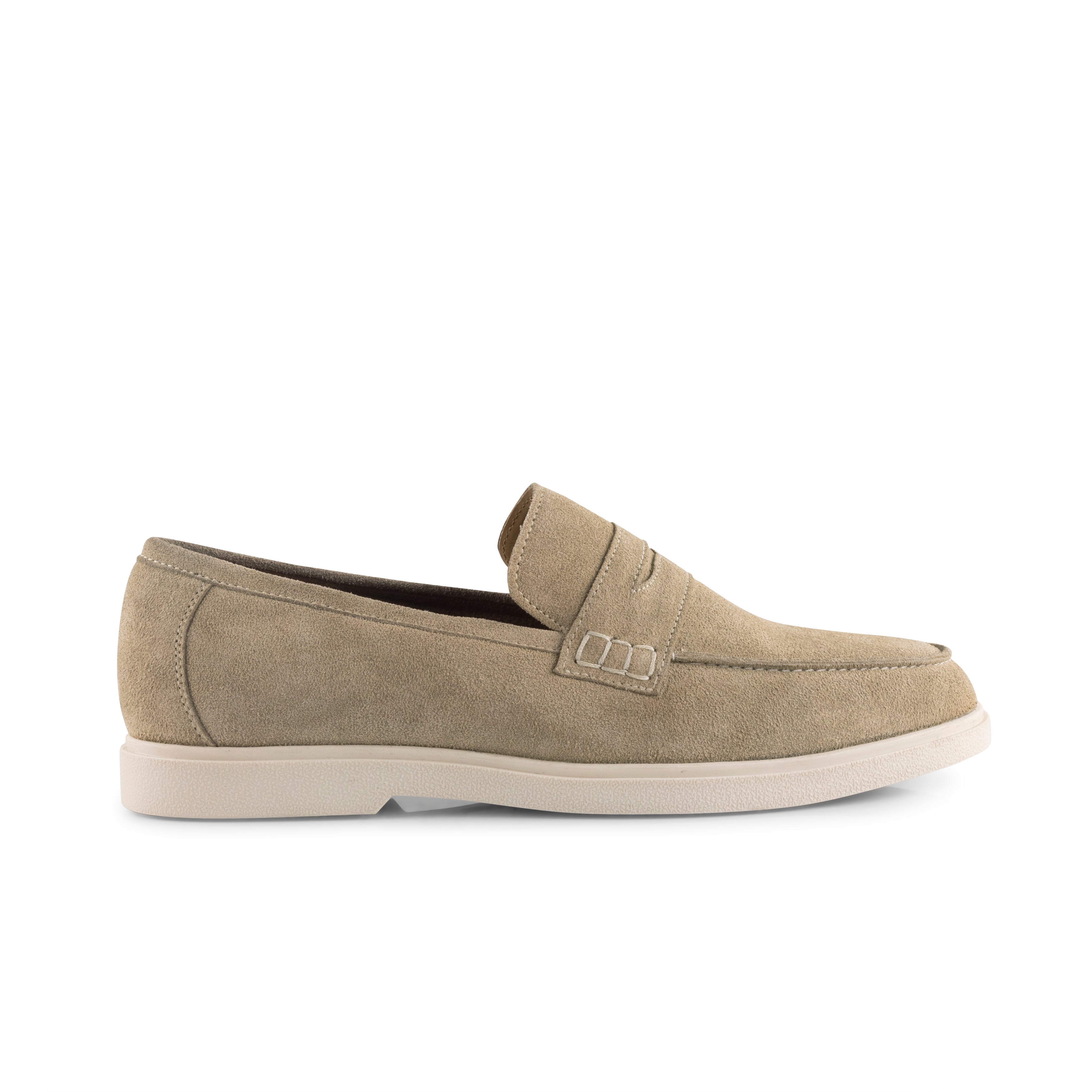 San Nicola Suede Leather Penny Loafers - Taupe San Nicola Suede Leather Penny Loafers - Taupe