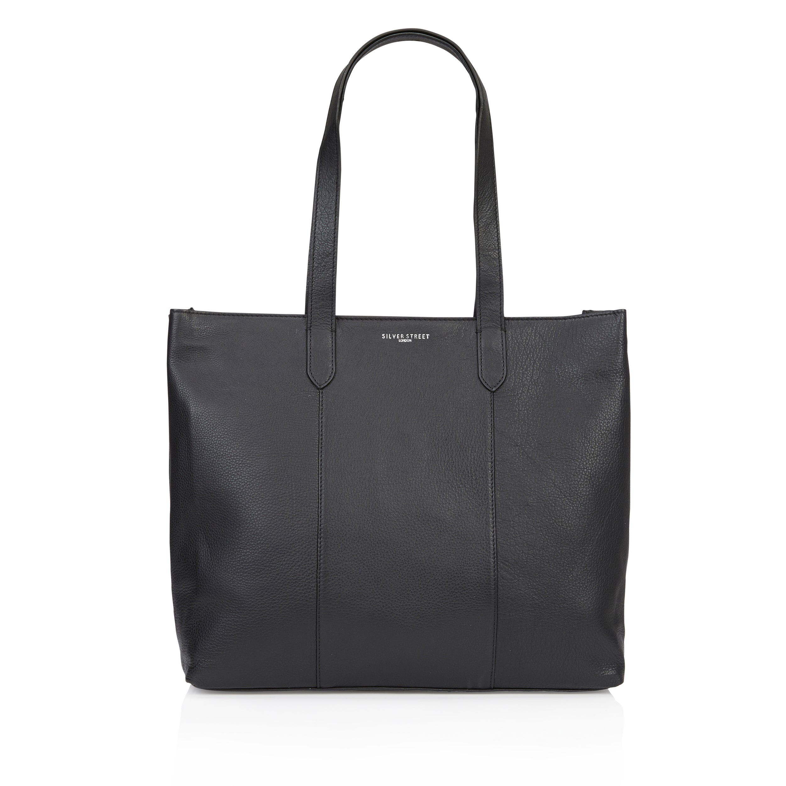 Amber Leather Tote Bags - Black Amber Leather Tote Bags - Black