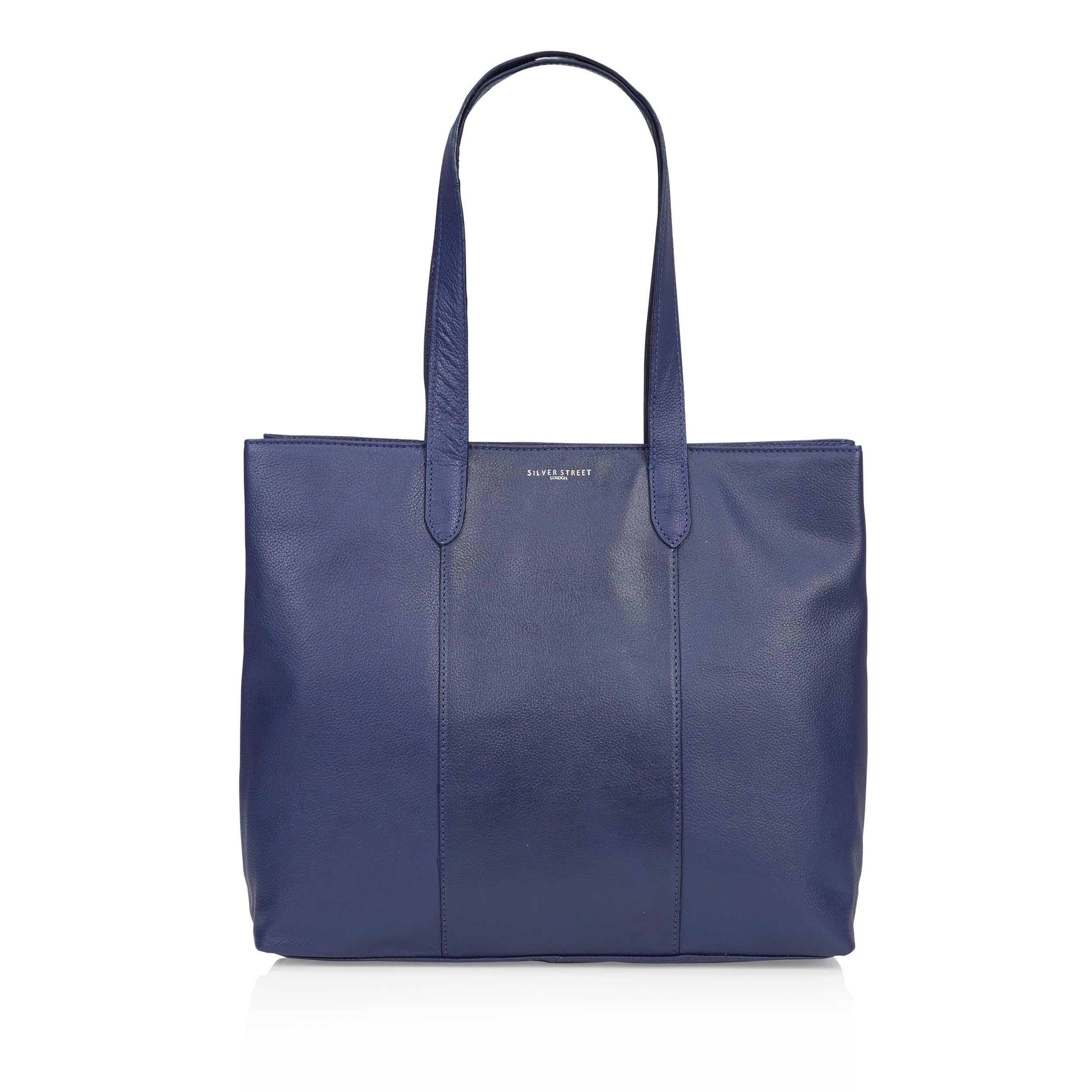 Amber Leather Tote Bags - Navy Amber Leather Tote Bags - Navy