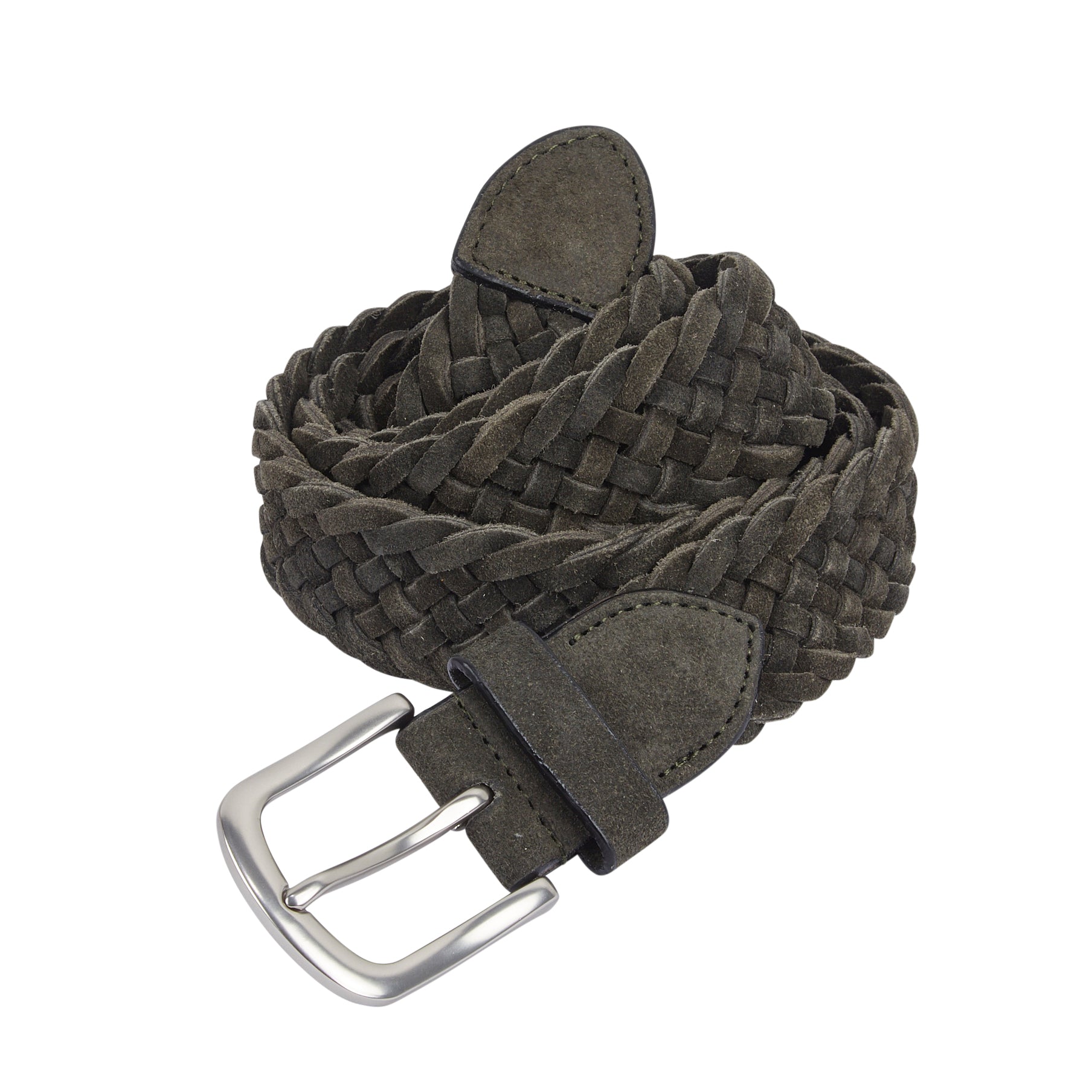Kingston Suede Leather Woven Belts - Khaki Kingston Suede Leather Woven Belts - Khaki