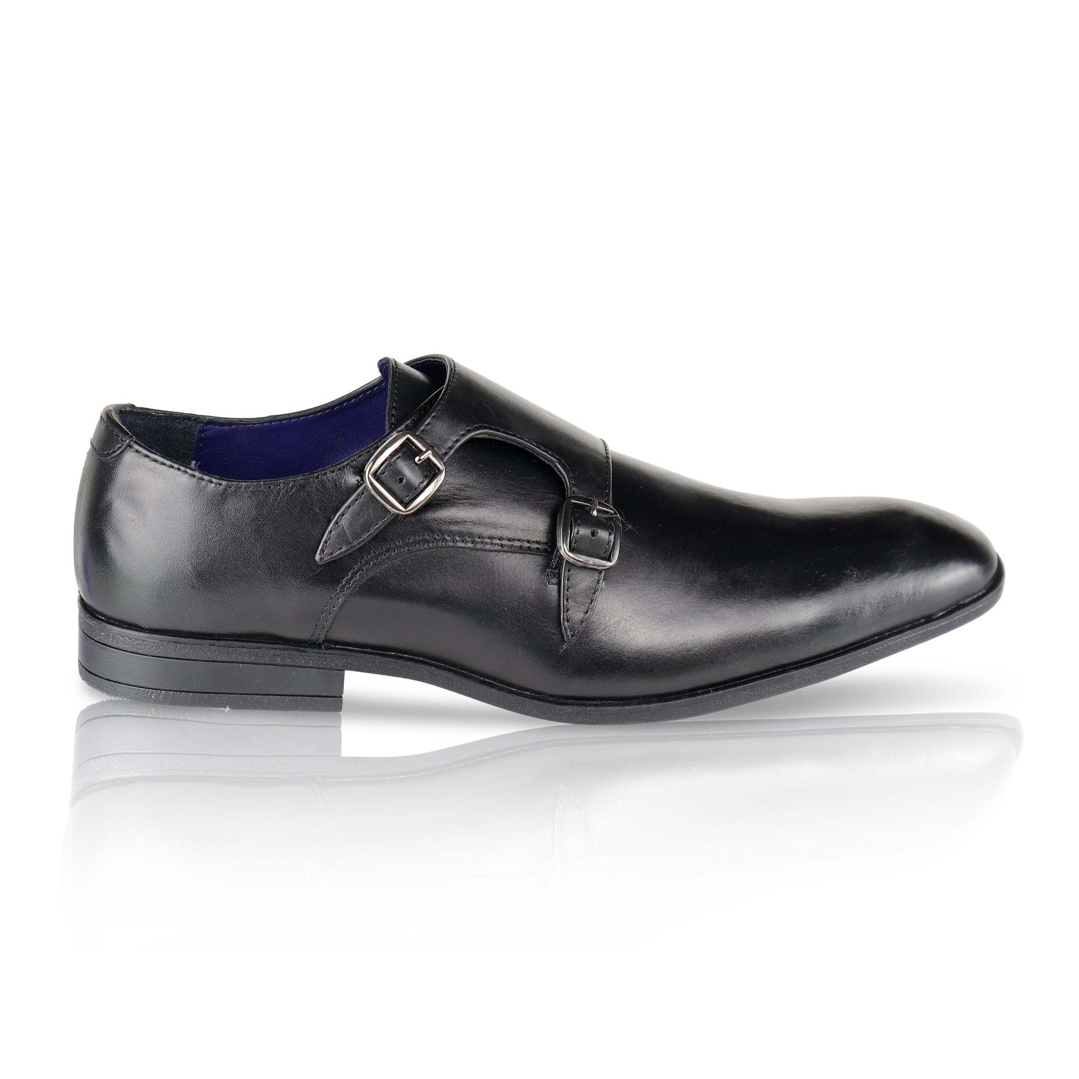 Bourne Leather Double Monk Strap Shoes  - Black Bourne Leather Double Monk Strap Shoes  - Black