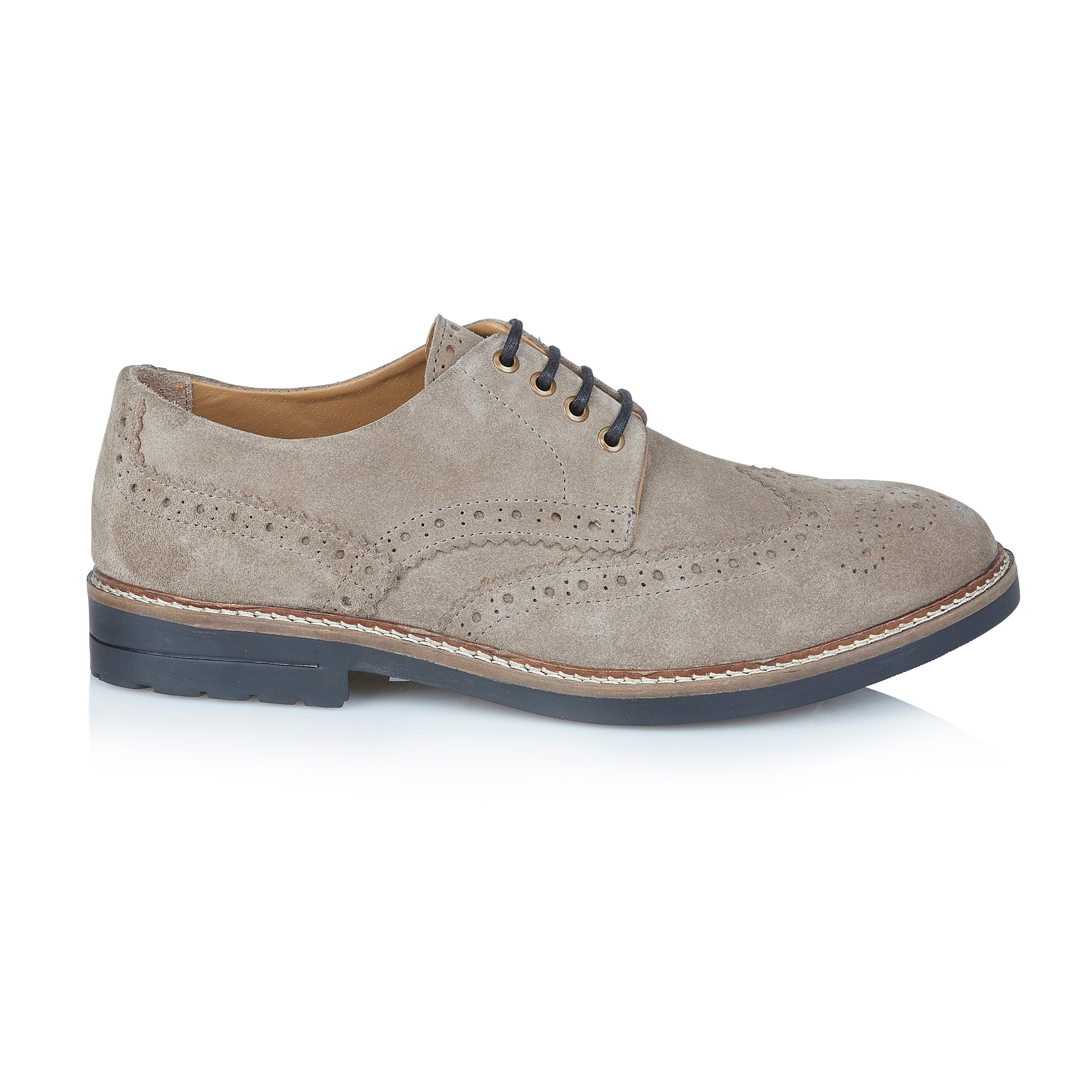 Tooting Suede Leather Smart Casual Brogue Shoes - Grey Tooting Suede Leather Smart Casual Brogue Shoes - Grey