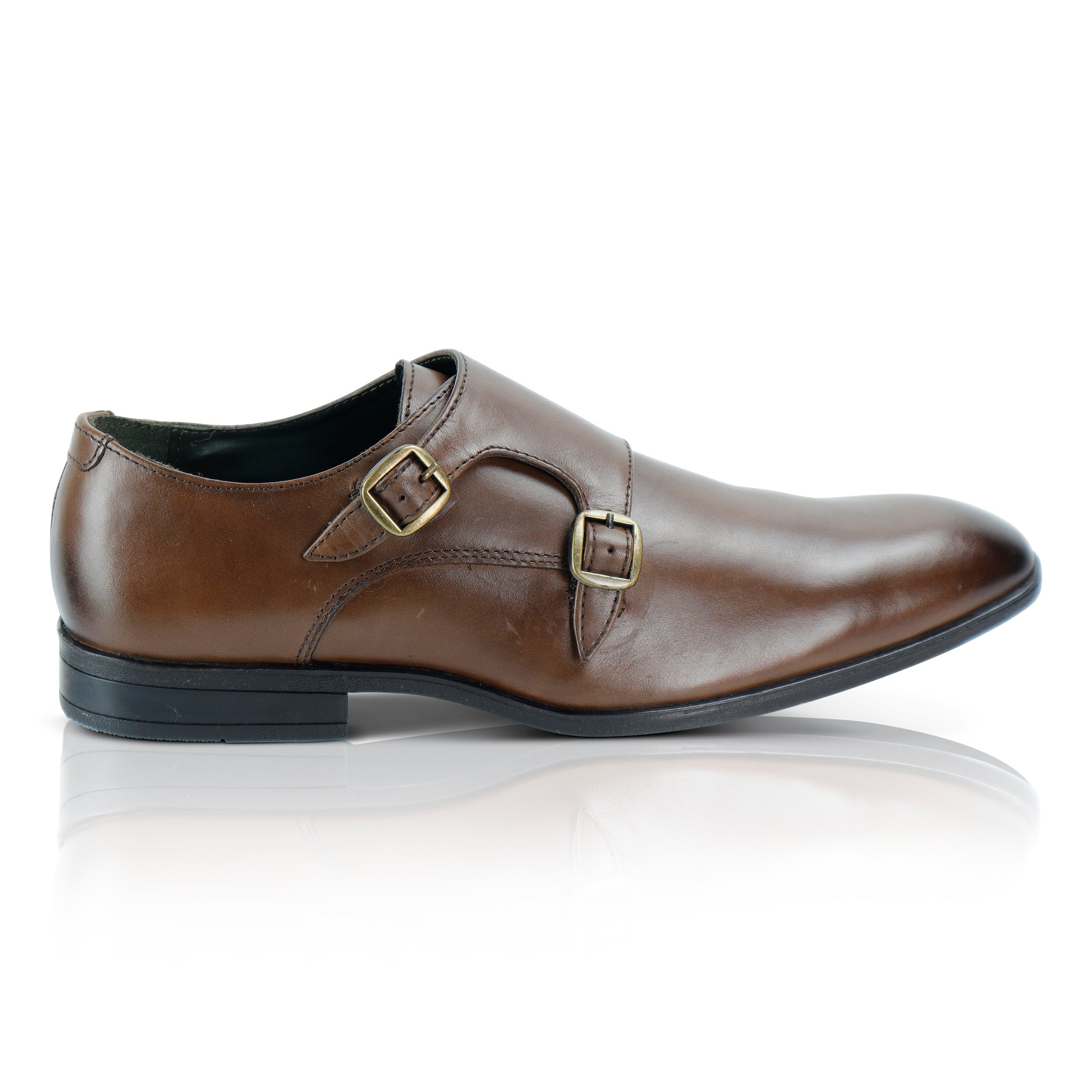 Bourne Leather Double Monk Strap Shoes  - Brown Bourne Leather Double Monk Strap Shoes  - Brown