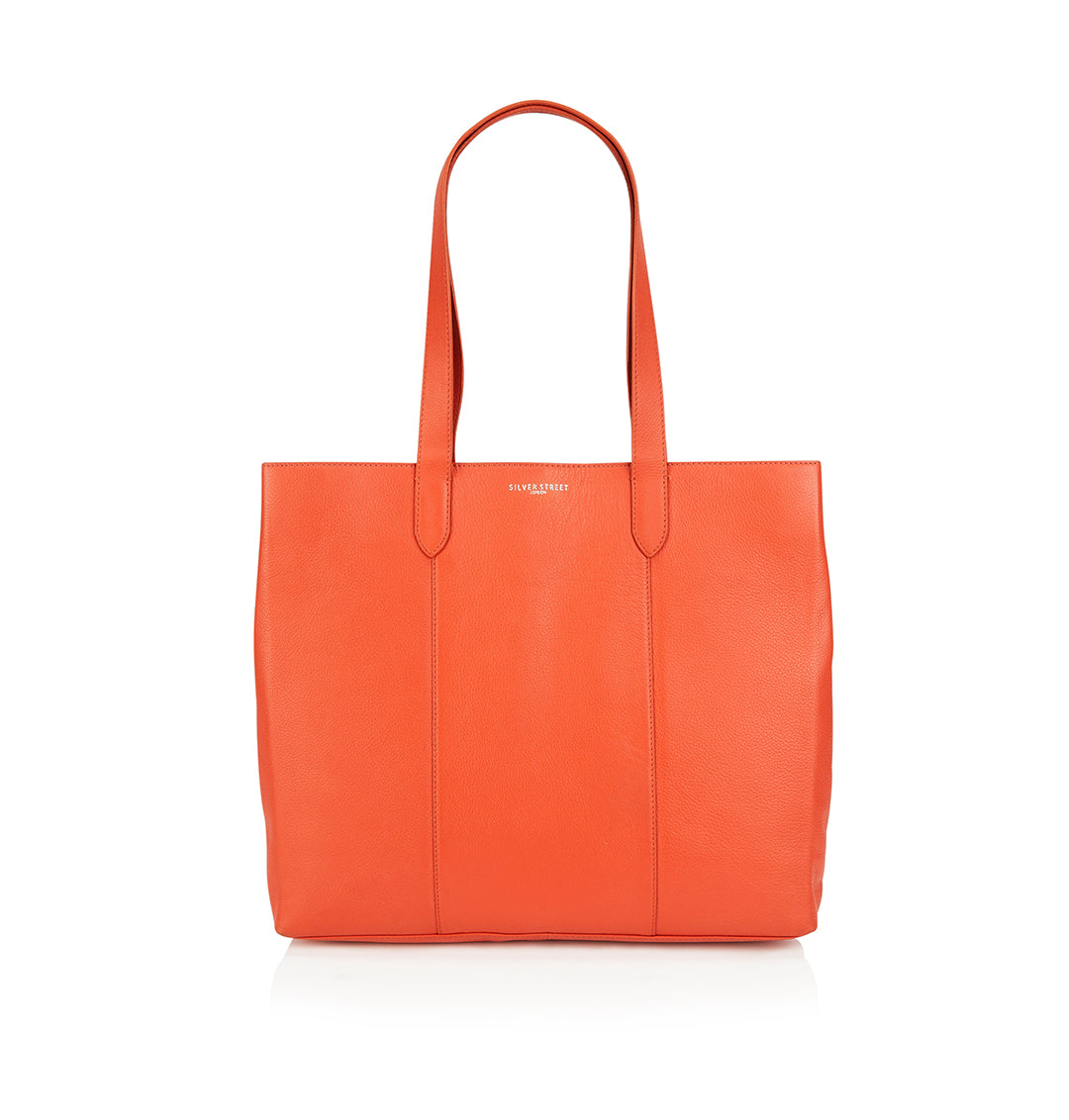 Amber Leather Tote Bags - Orange Amber Leather Tote Bags - Orange