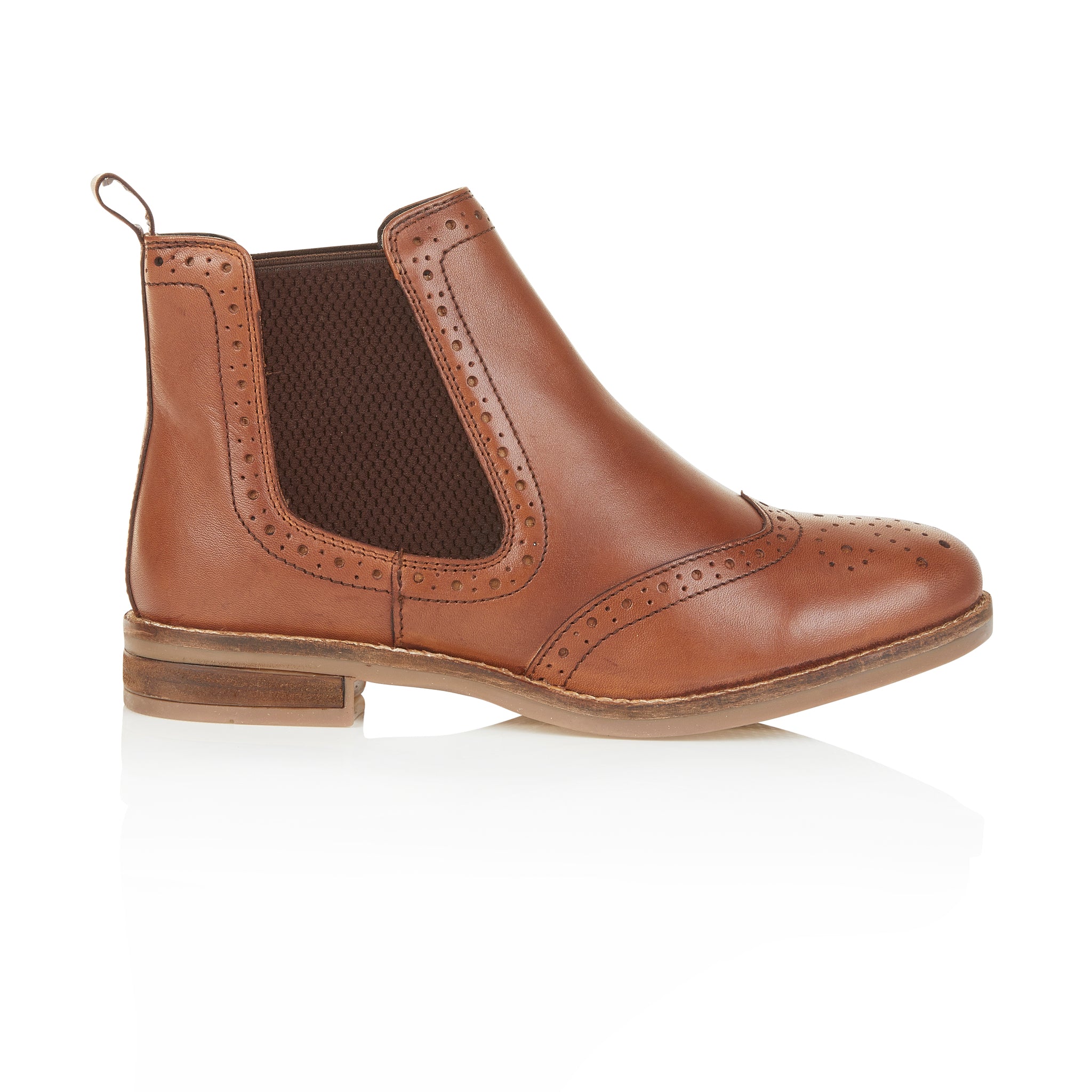 Fiona Leather Brogue Boots - Tan Fiona Leather Brogue Boots - Tan