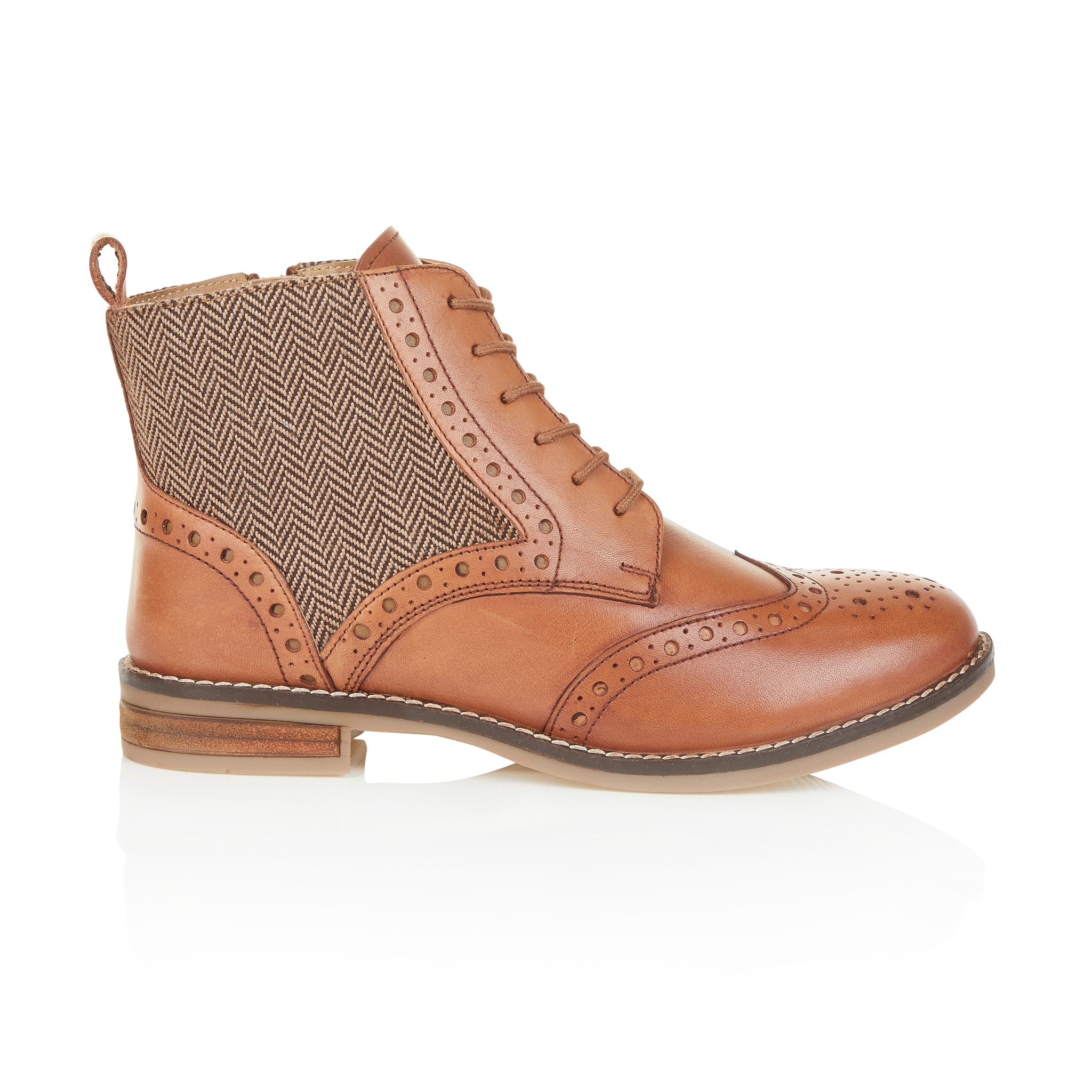 Grace Leather Brogue Boots - Tan Grace Leather Brogue Boots - Tan