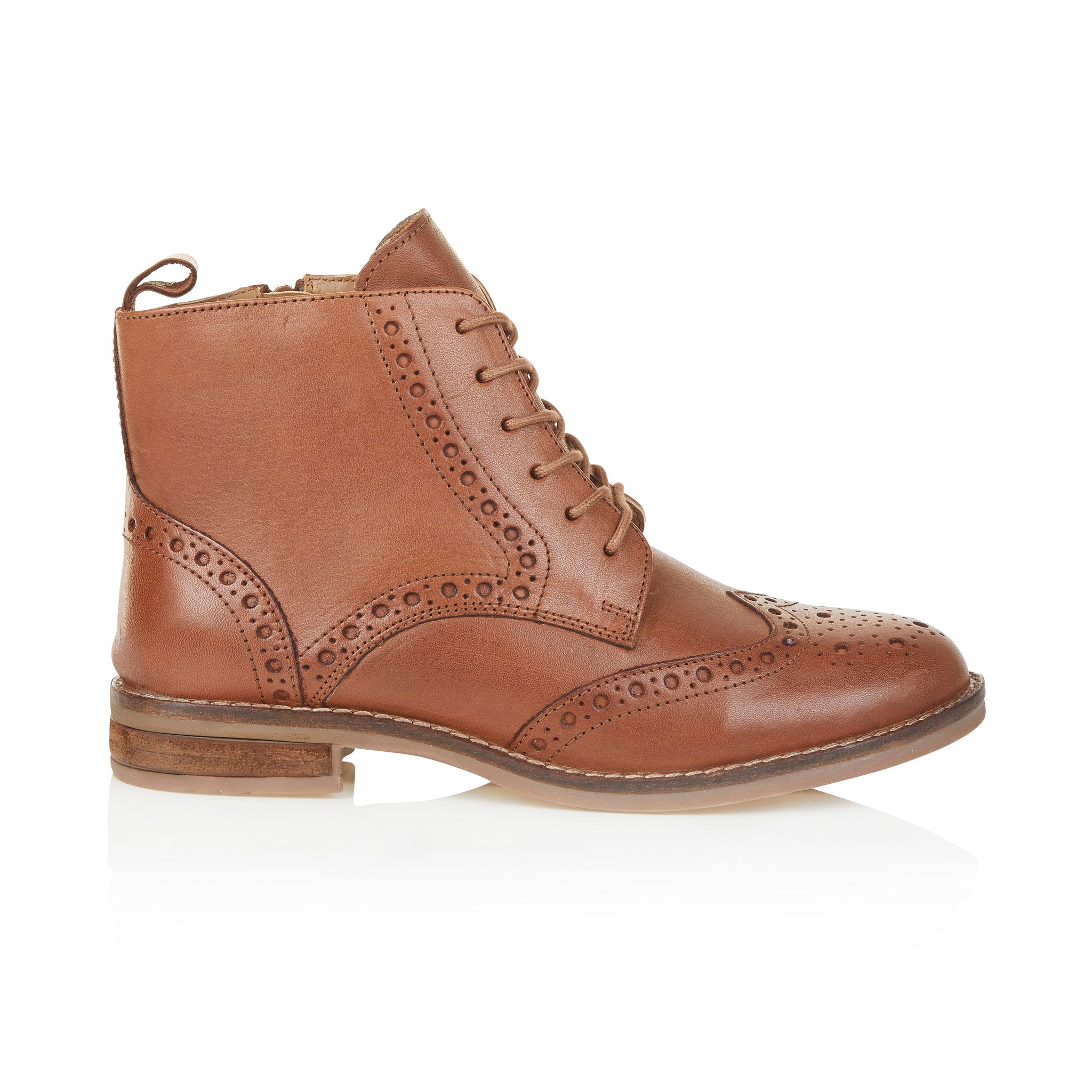 Grace Leather Brogue Boots - Cognac Grace Leather Brogue Boots - Cognac