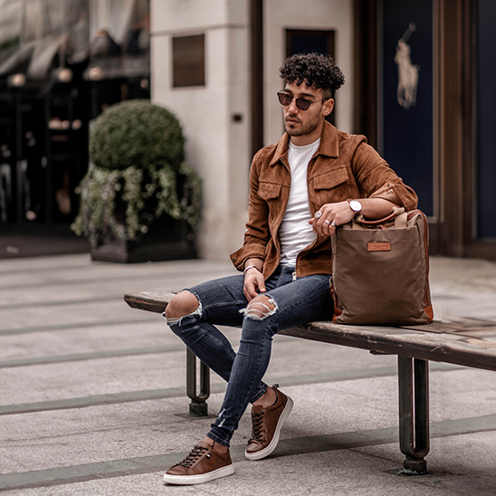 Lenzo Canvas Leather Backpacks - Tan Lenzo Canvas Leather Backpacks - Tan