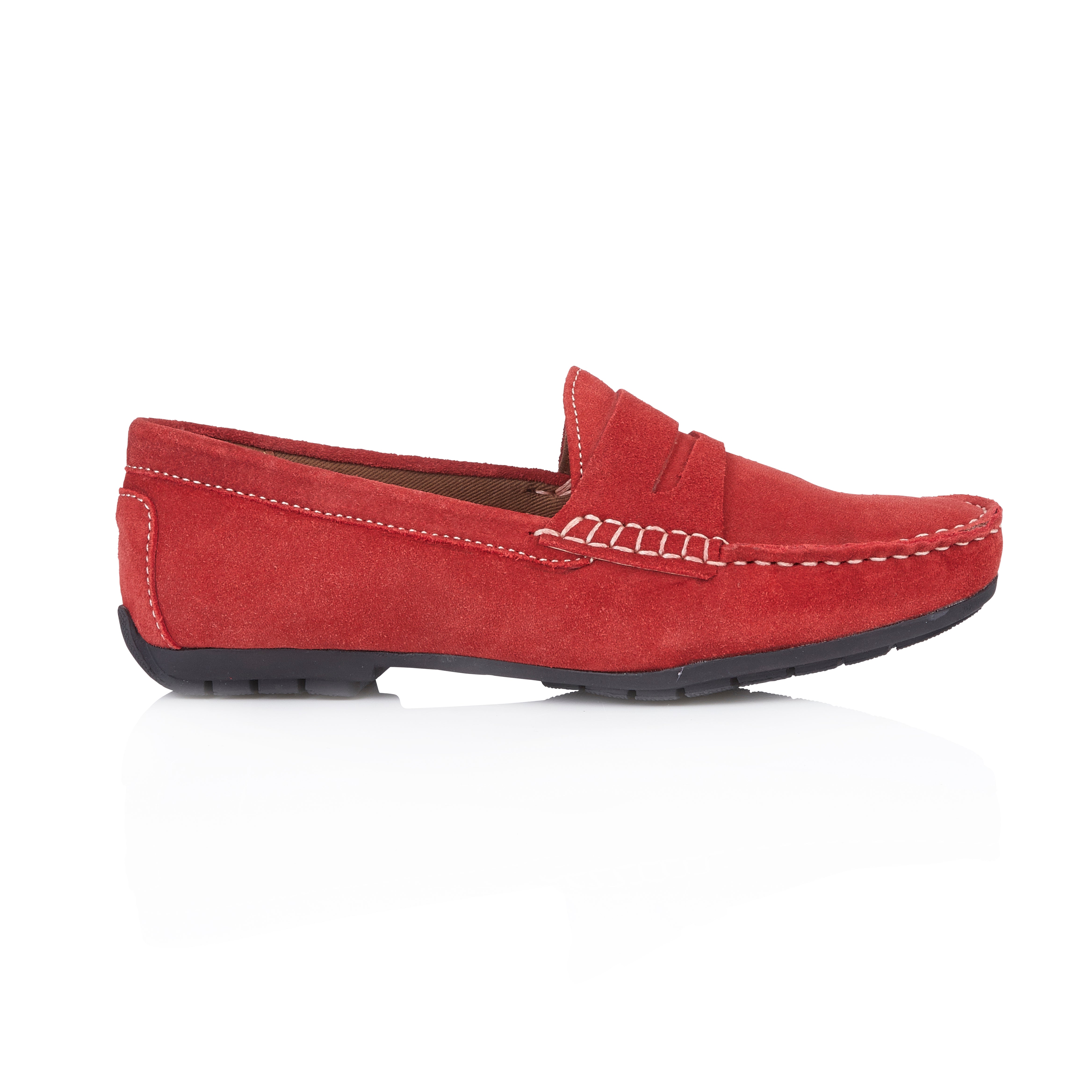 Danielle Suede Leather Driving Loafers- Red Danielle Suede Leather Driving Loafers- Red