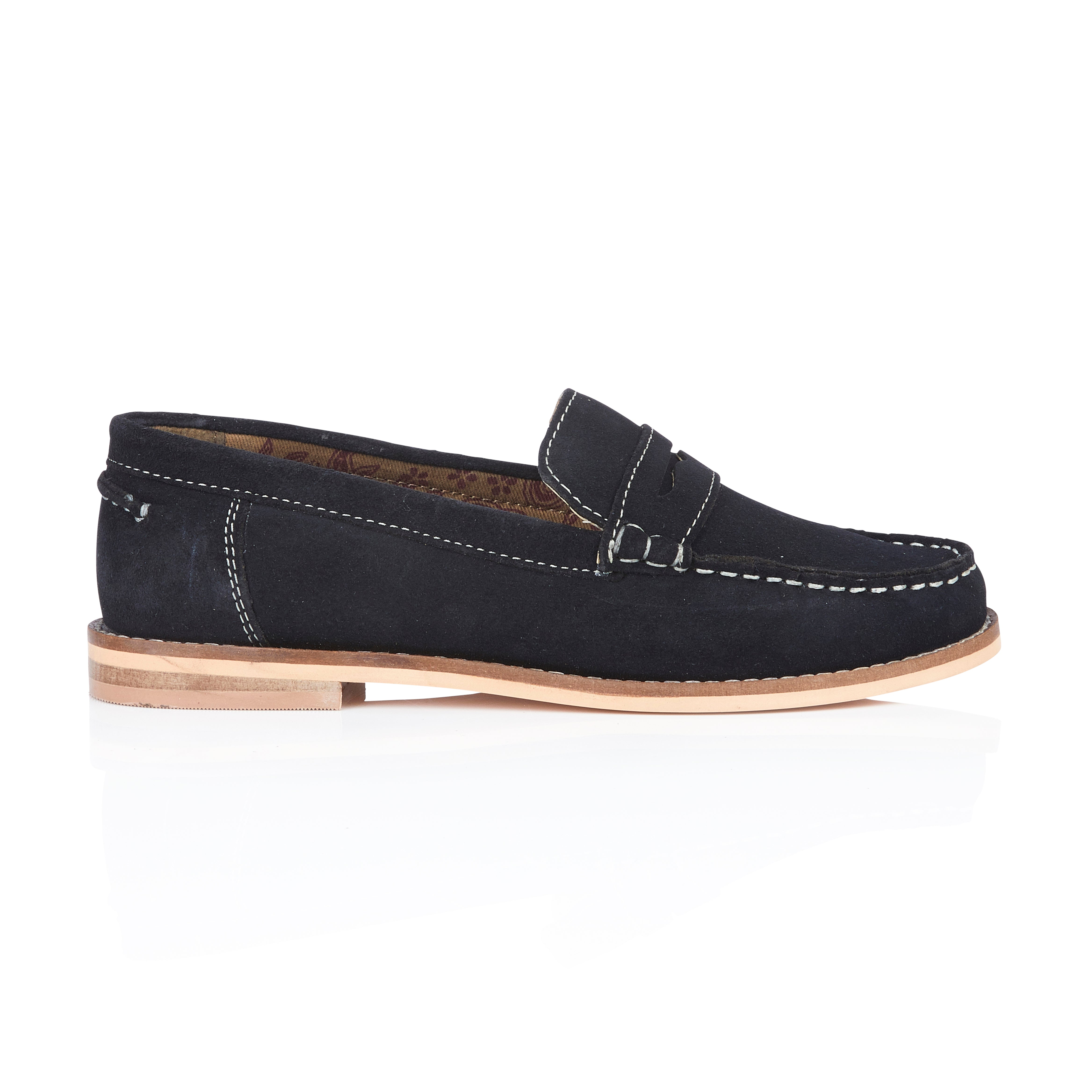 Ellie Suede Leather Slip On Deck Shoes - Navy Ellie Suede Leather Slip On Deck Shoes - Navy