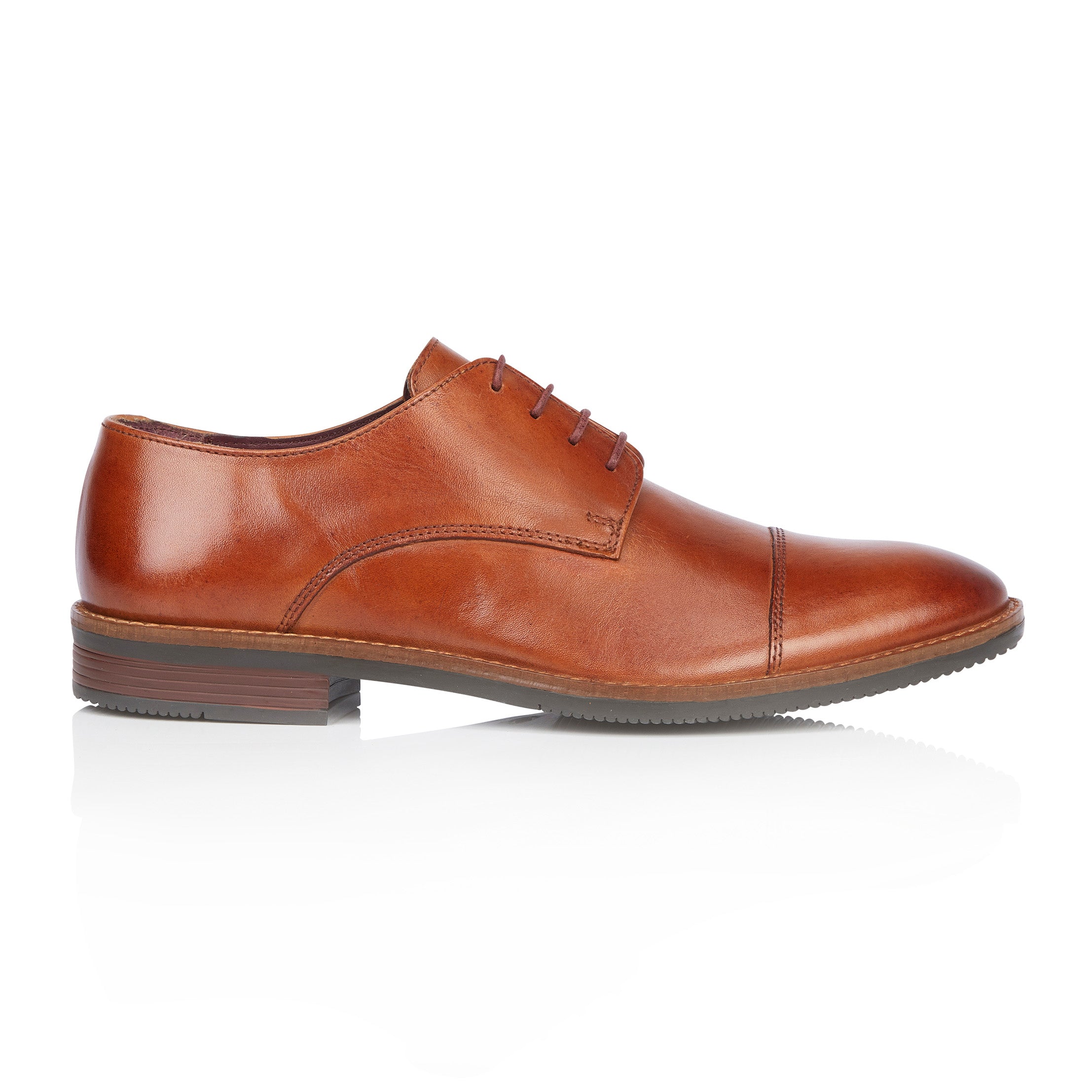 Rufus Leather Toe Cap Derby Shoes - Tan Rufus Leather Toe Cap Derby Shoes - Tan