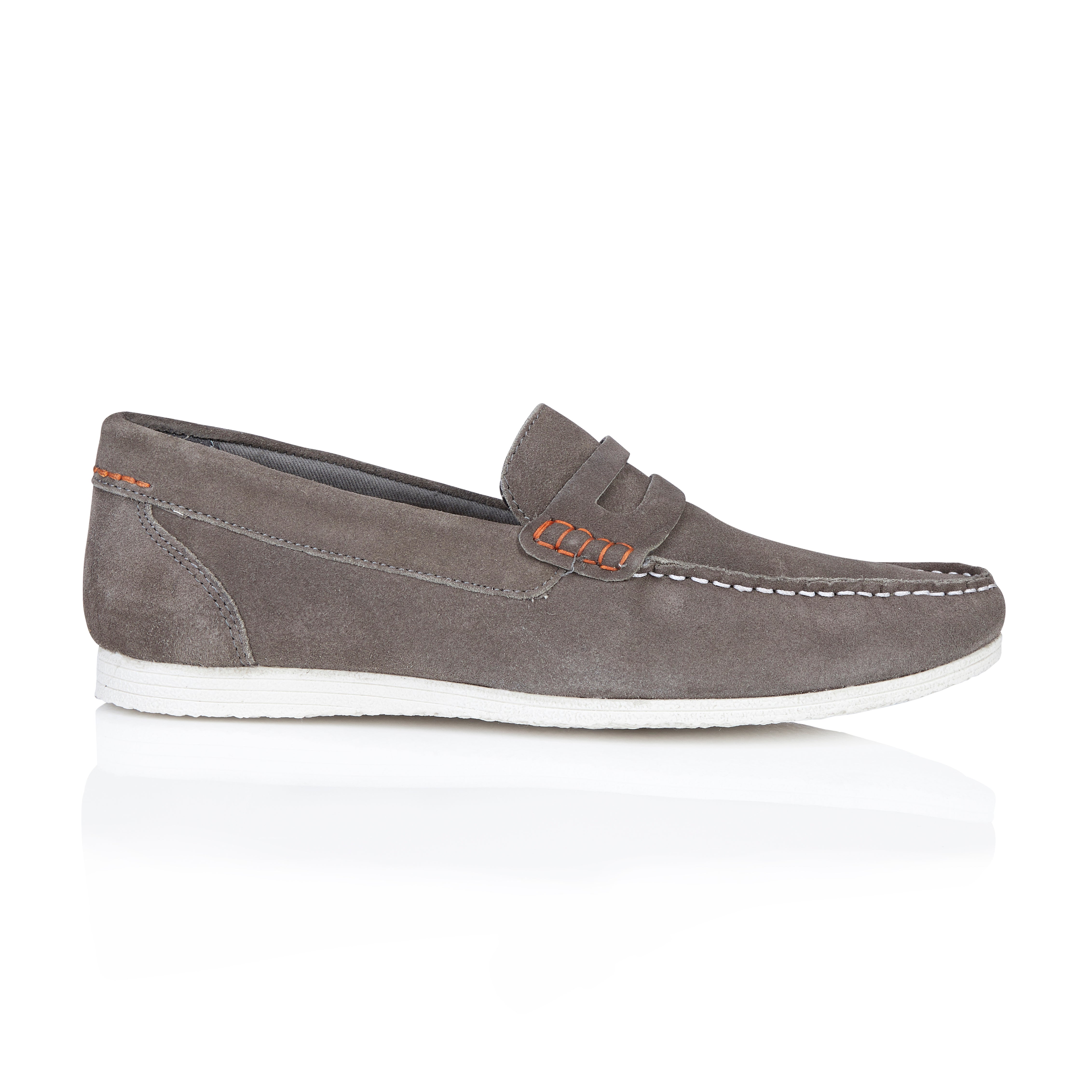 Stanhope Suede Leather Penny Loafers - Grey Stanhope Suede Leather Penny Loafers - Grey