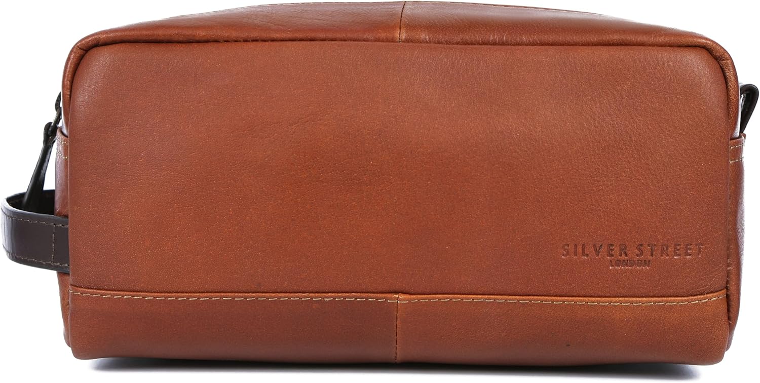 Santiago Leather Washbags  - Tan Santiago Leather Washbags  - Tan