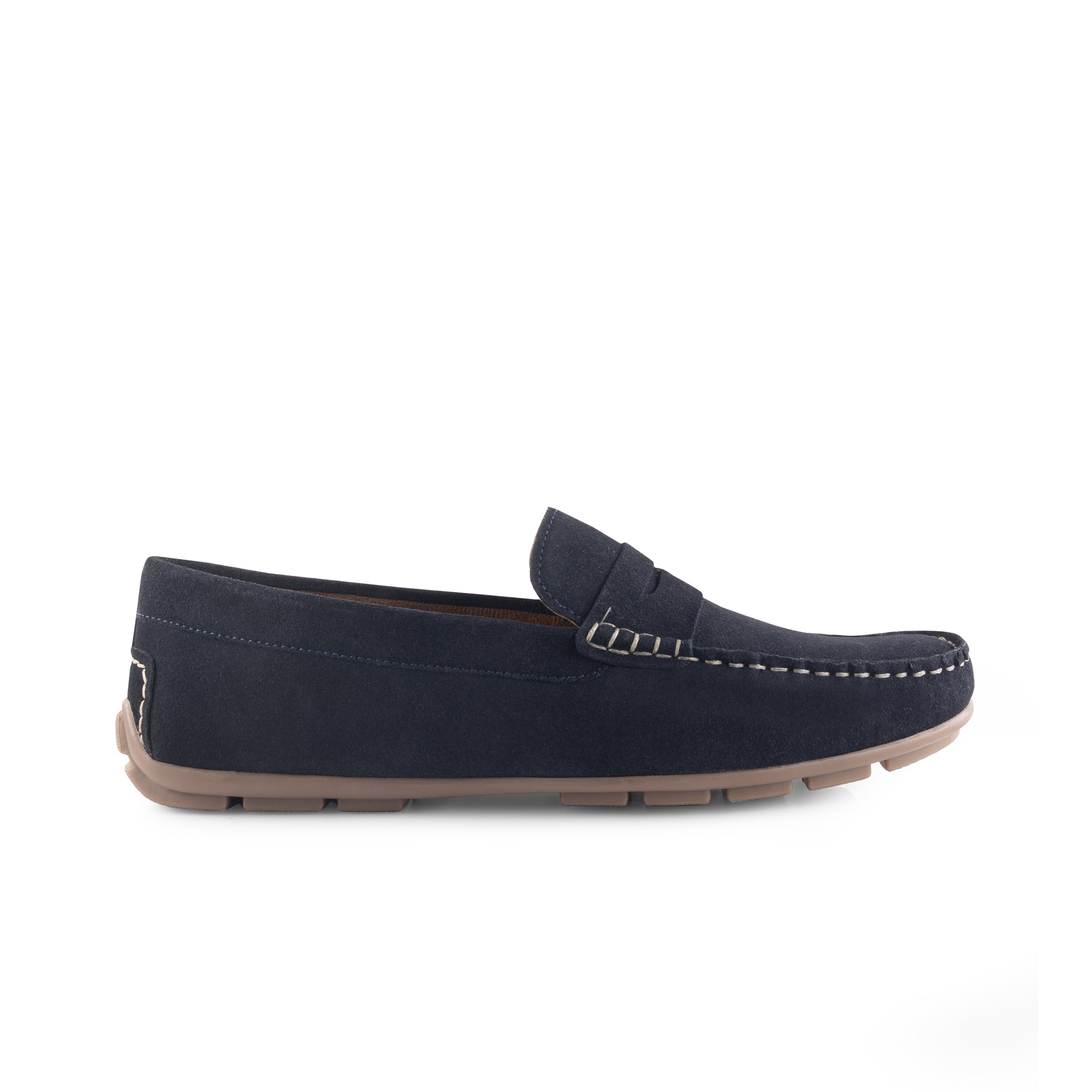Bari Suede Leather Driving Loafers - Navy