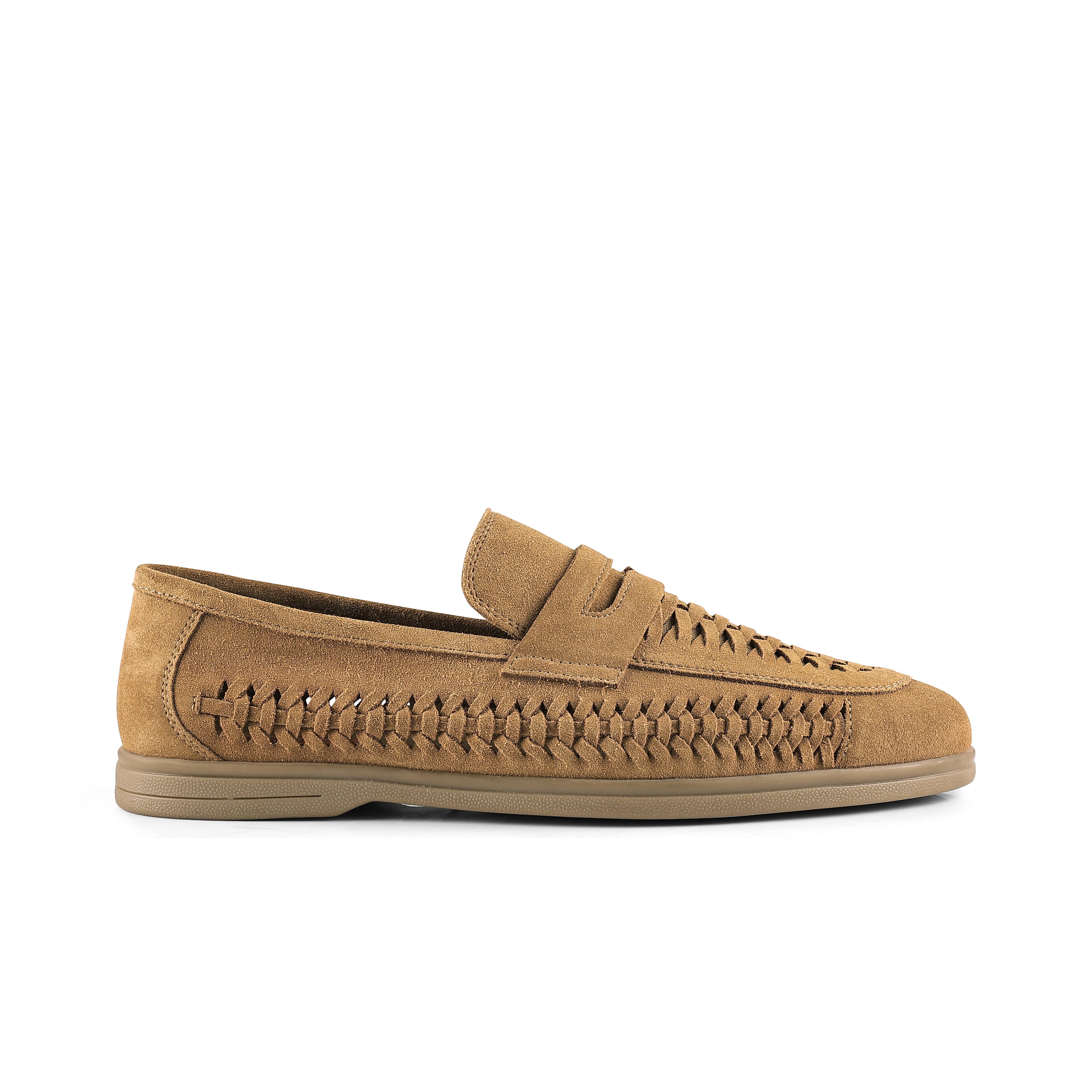 Perth Suede Leather Woven Loafers - Tan
