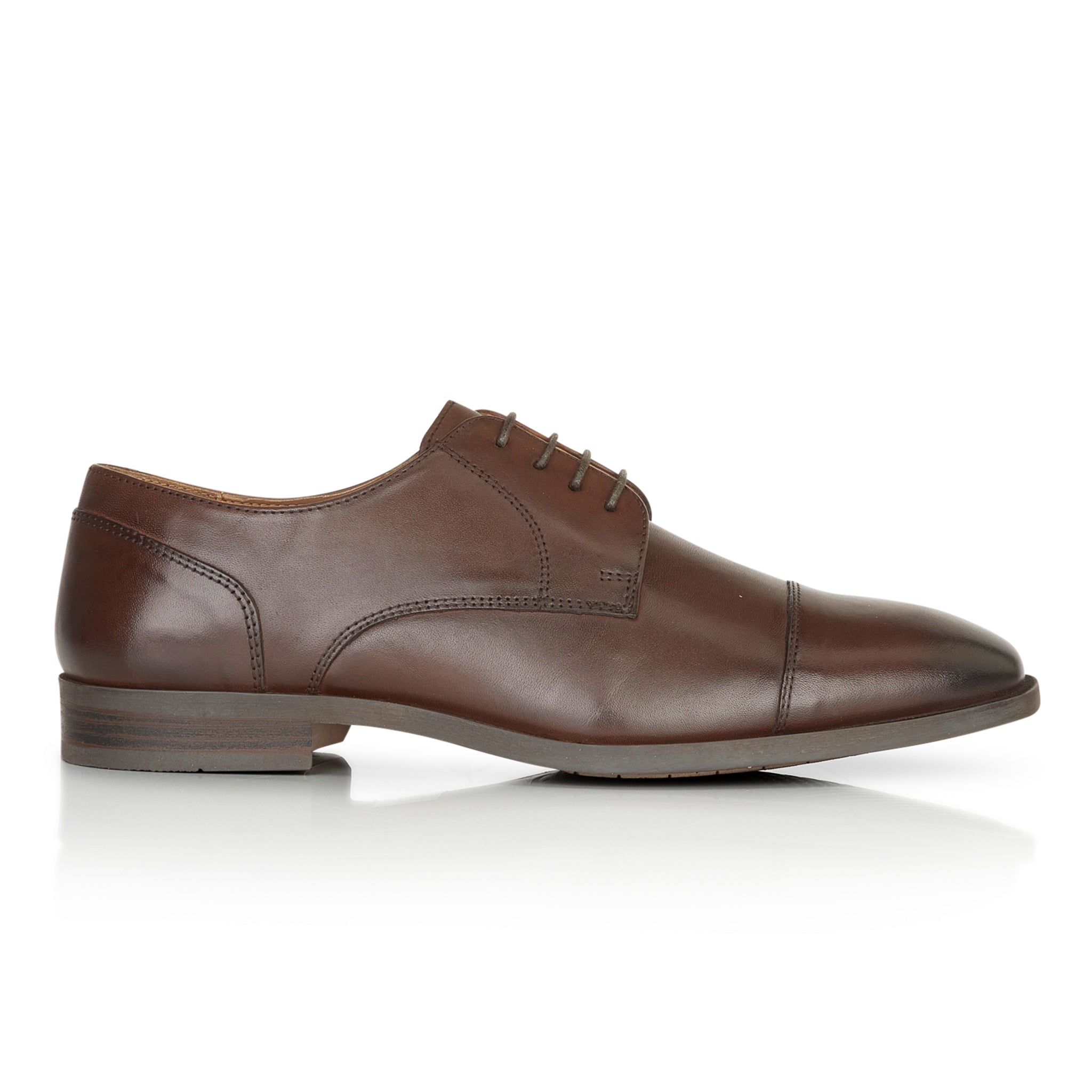 Baden Leather Toecap Derby Shoes - Brown