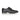 Side profile of Flint tan leather derby shoes in black with brogue detailing and lace-up closure