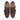 Premium brown leather texture and buckle detailing on formal monk strap shoes