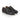 Silver buckle detail on black leather double monk shoes for men
