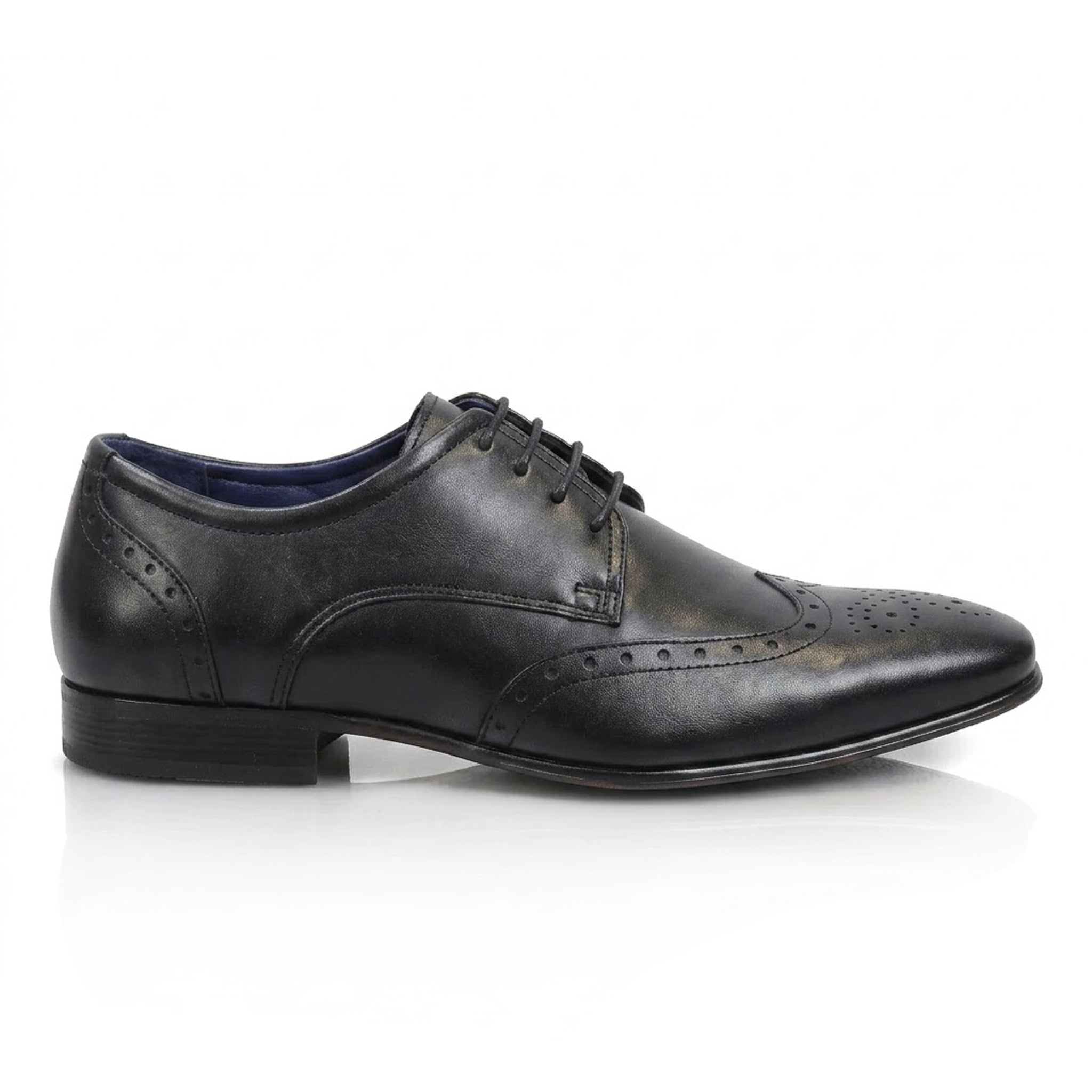 Fleet Leather Smart Formal Leather Brogue Shoes - Black