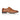 Side profile of Flint tan leather derby shoes with brogue detailing and lace-up closure