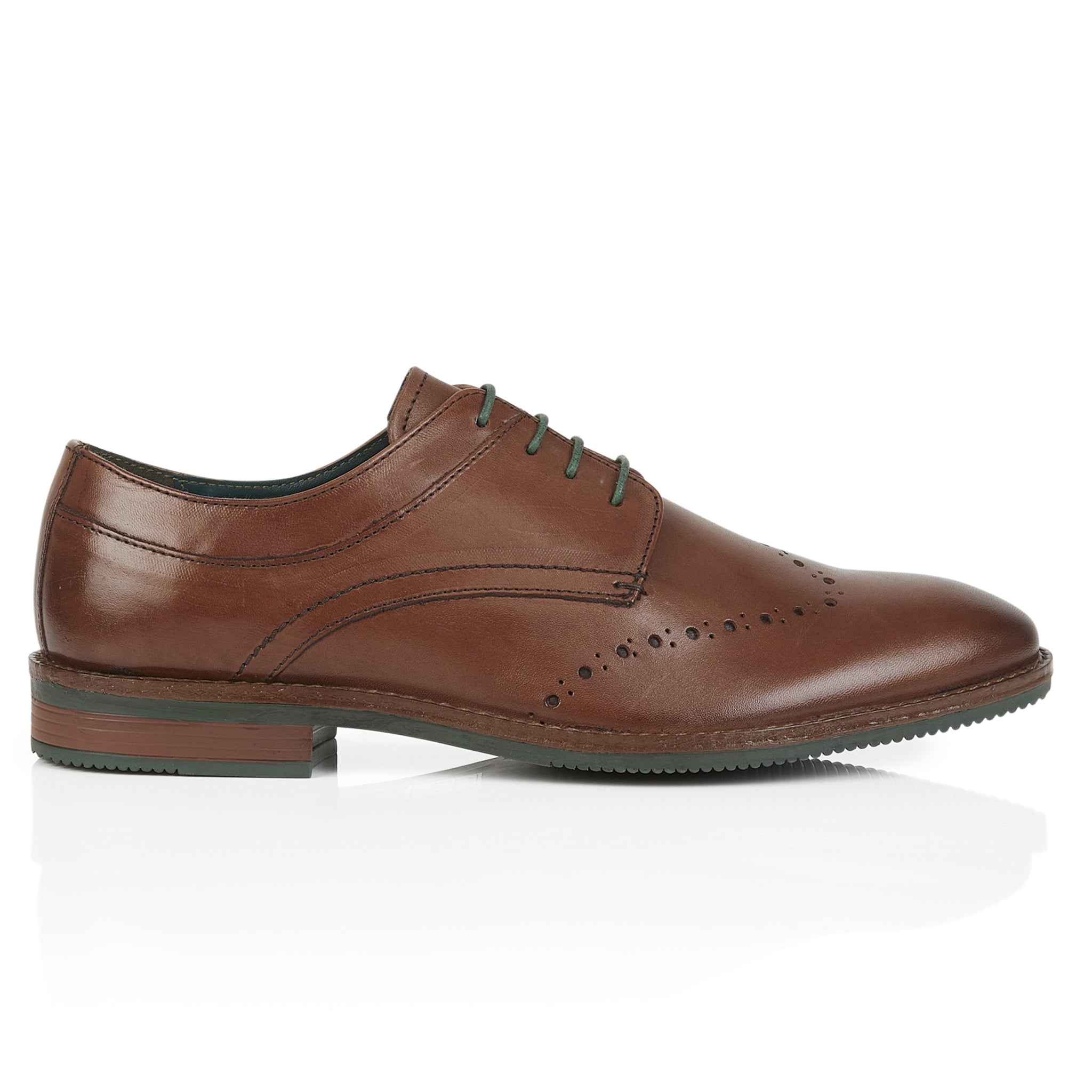 Herbie Leather Brogue Shoes  - Brown