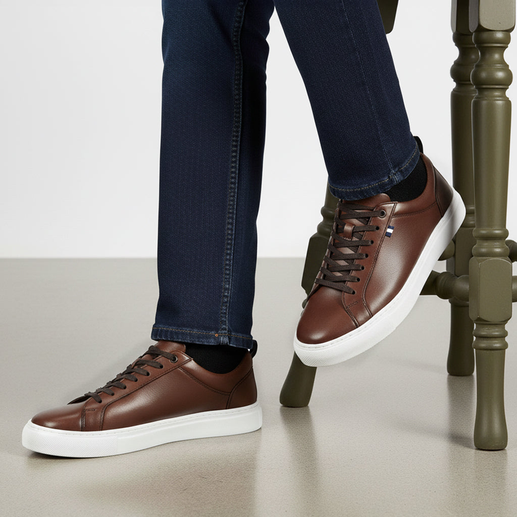 Holden Leather Cup Sole Trainers - Brown