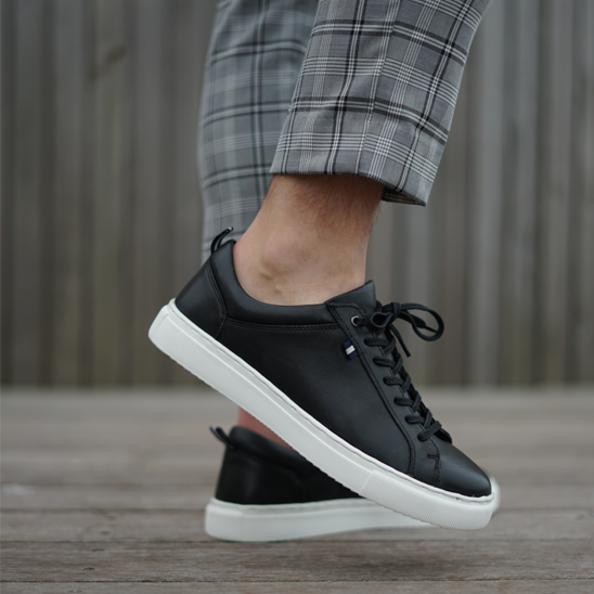 Holden Leather Cup Sole Trainers - Black