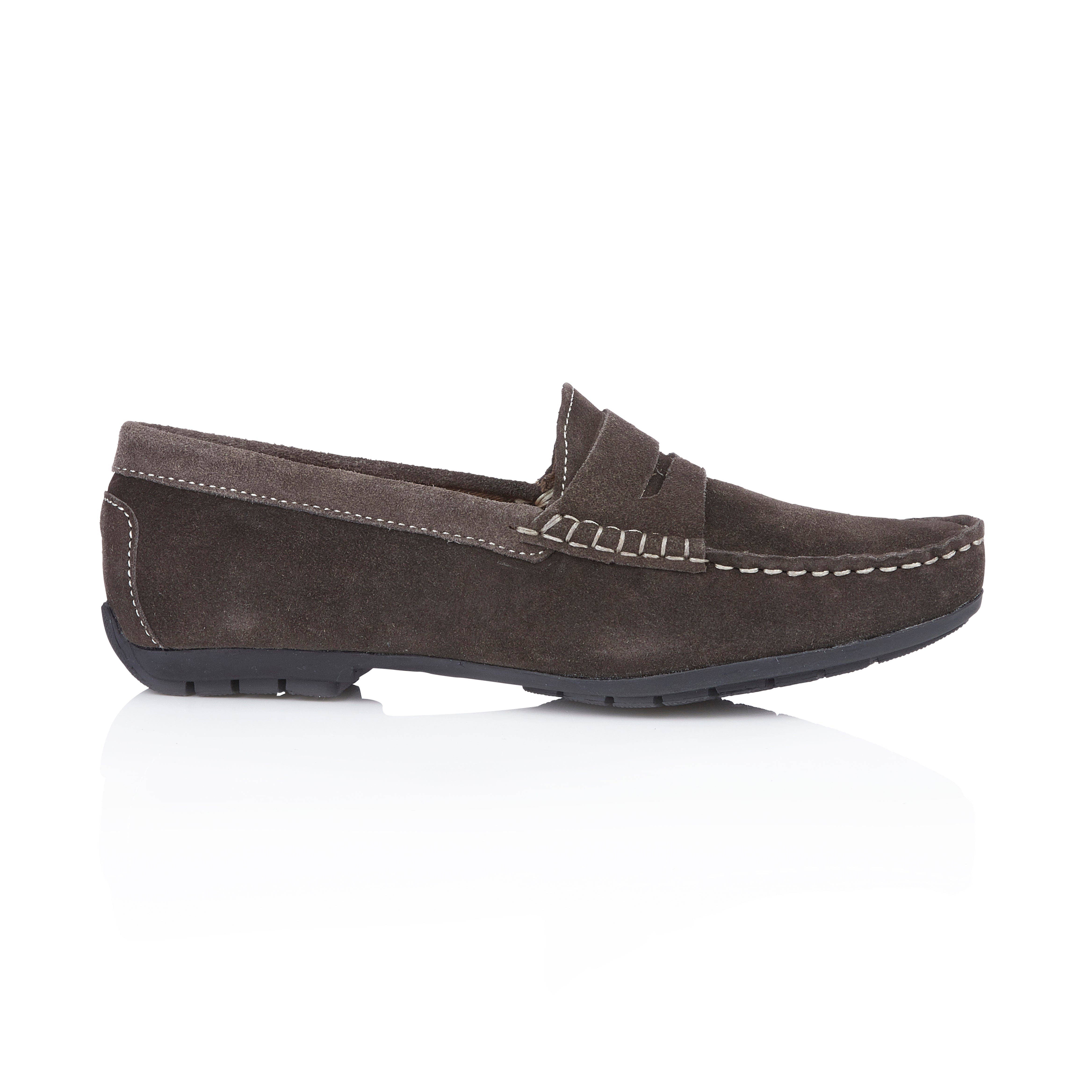 Danielle Suede Leather Driving Loafers- Grey