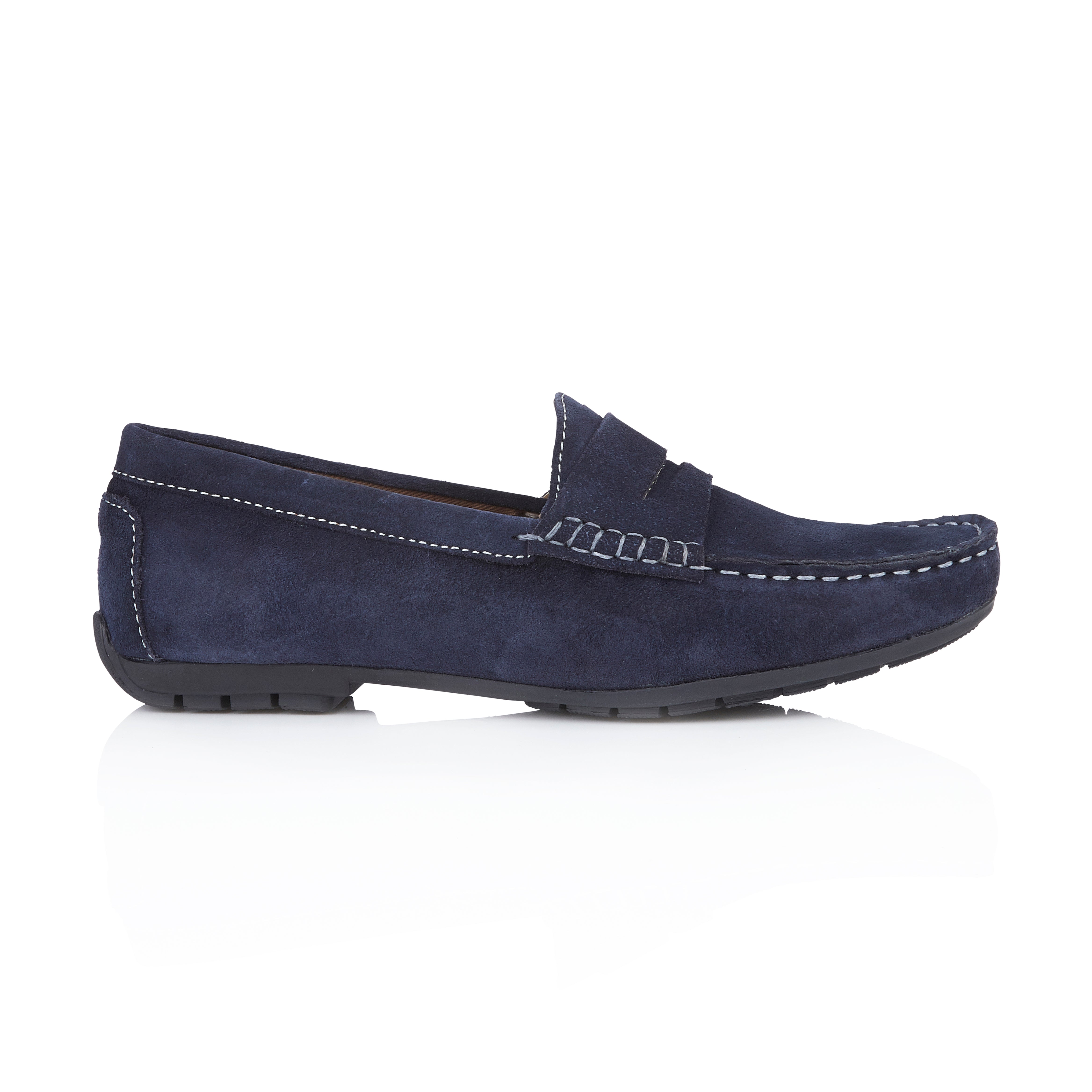 Danielle Suede Leather Driving Loafers- Navy