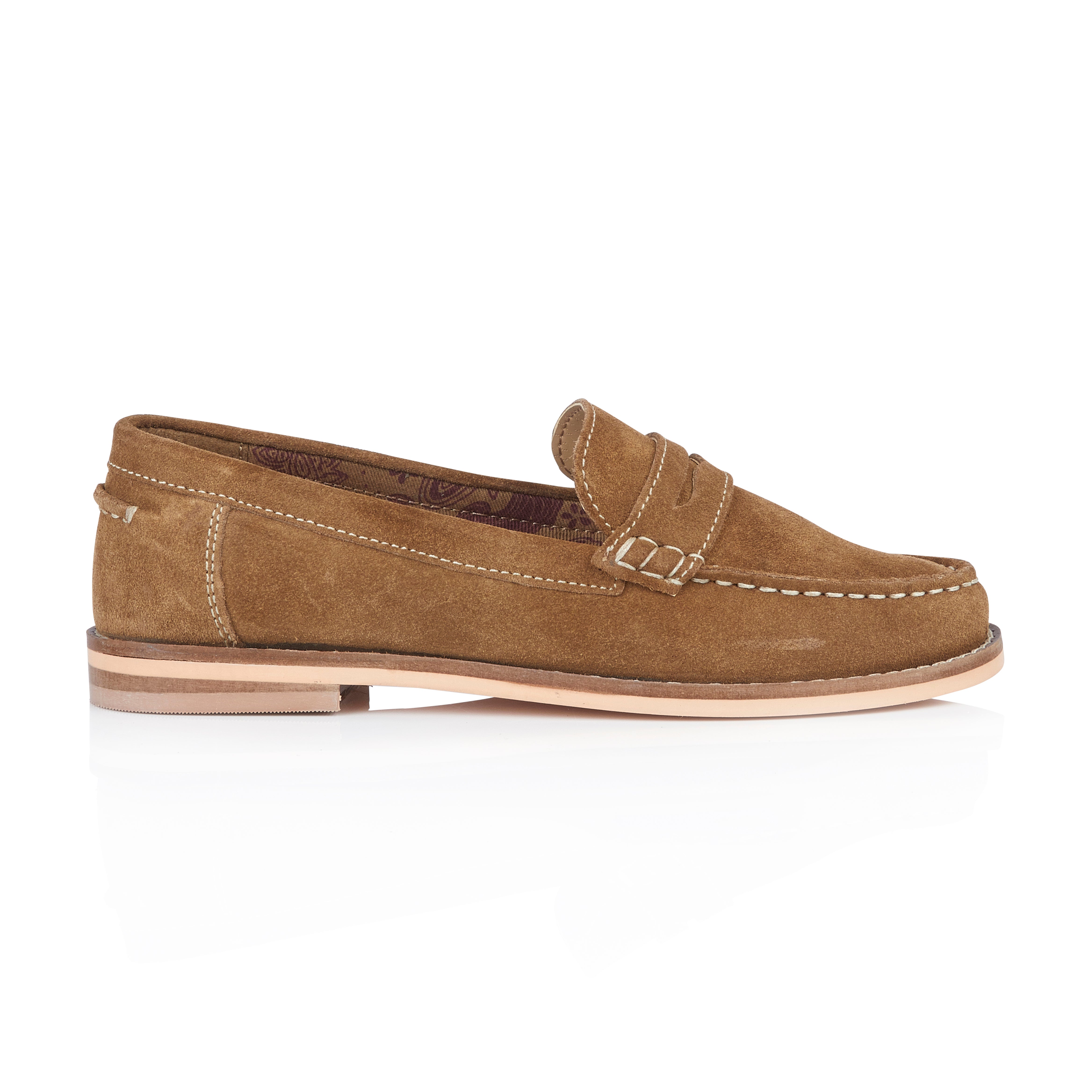 Ellie Suede Leather Slip On Deck Shoes - Tan