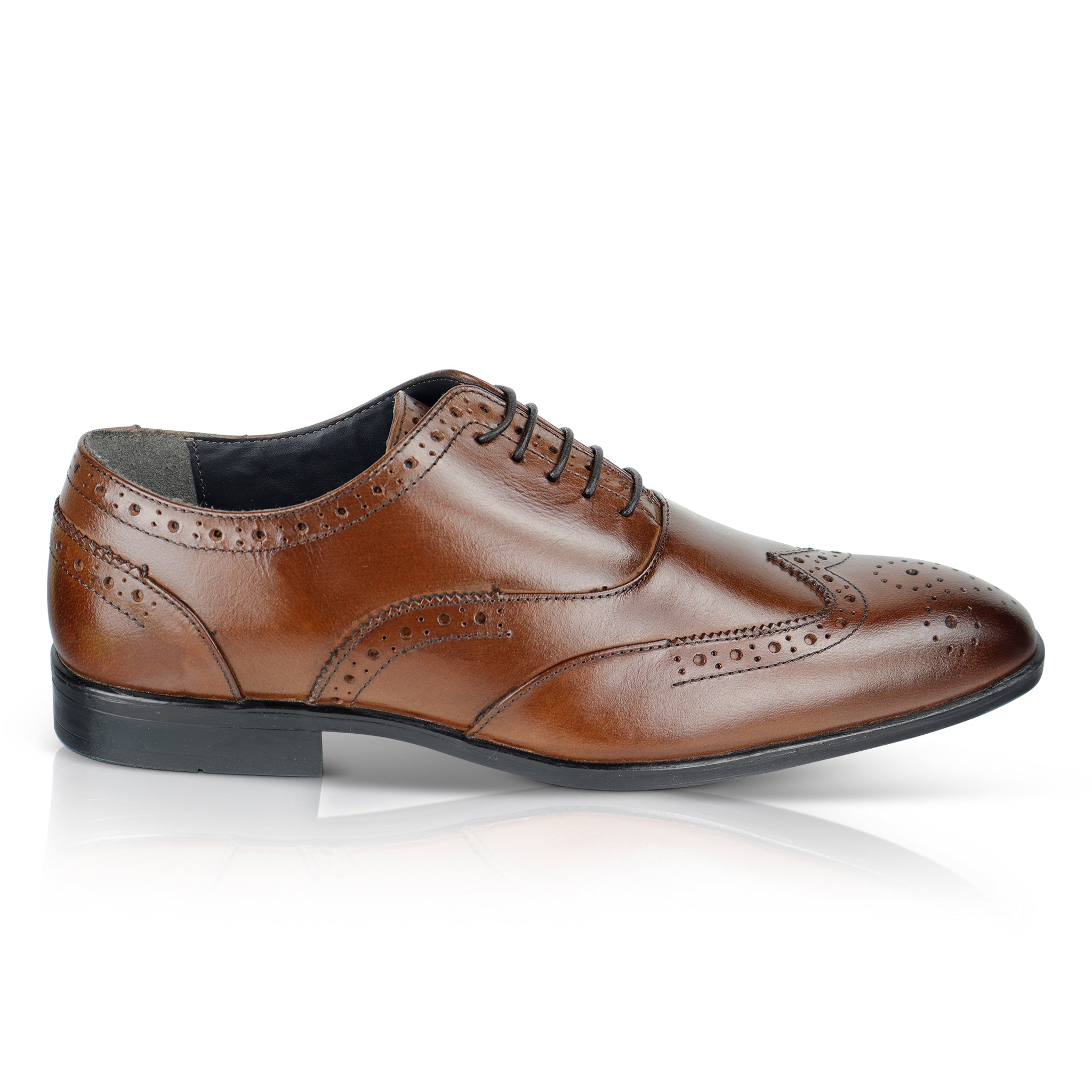 Oxford Leather Brogue Oxfords Shoes - Brown