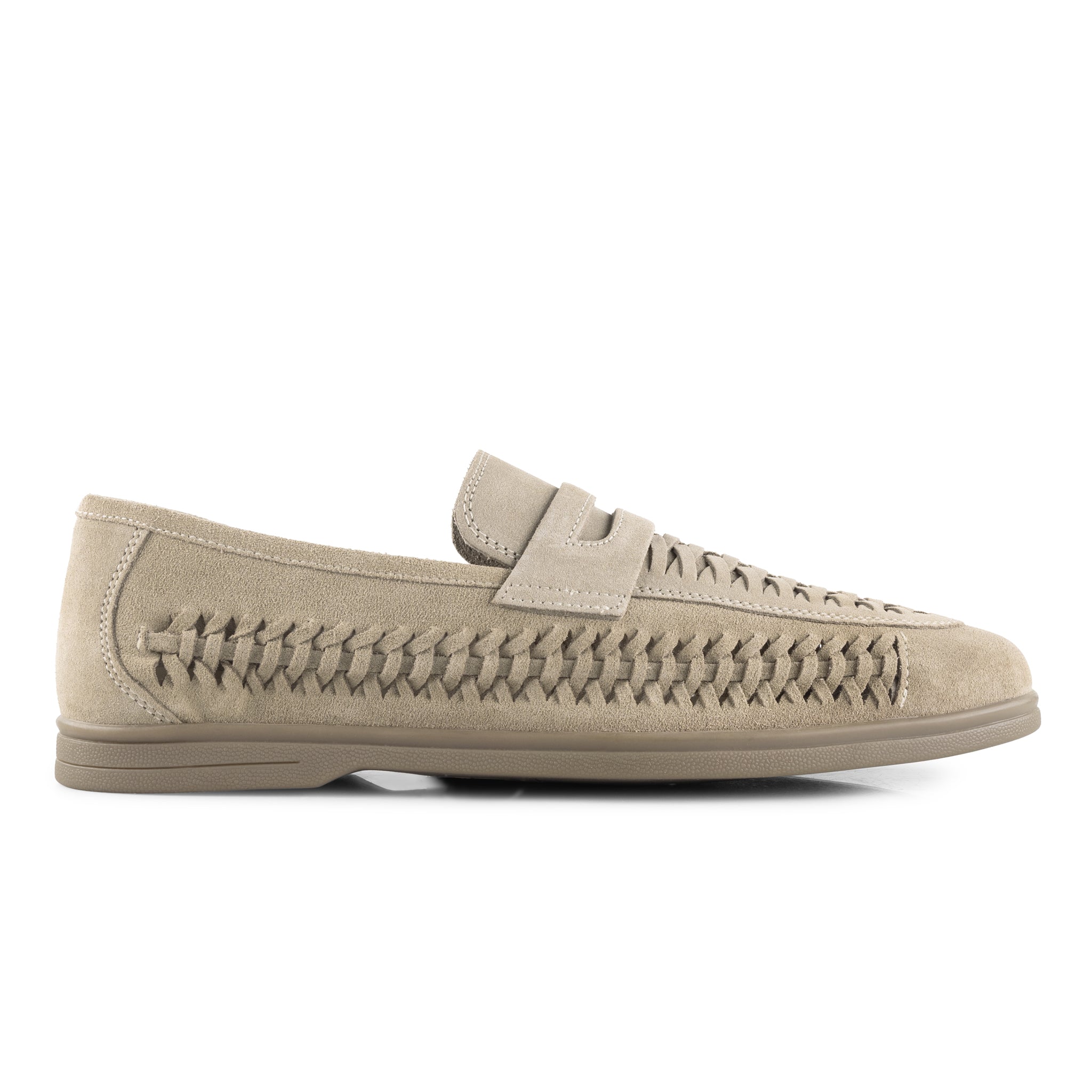 Perth Suede Leather Woven Loafers - Sand