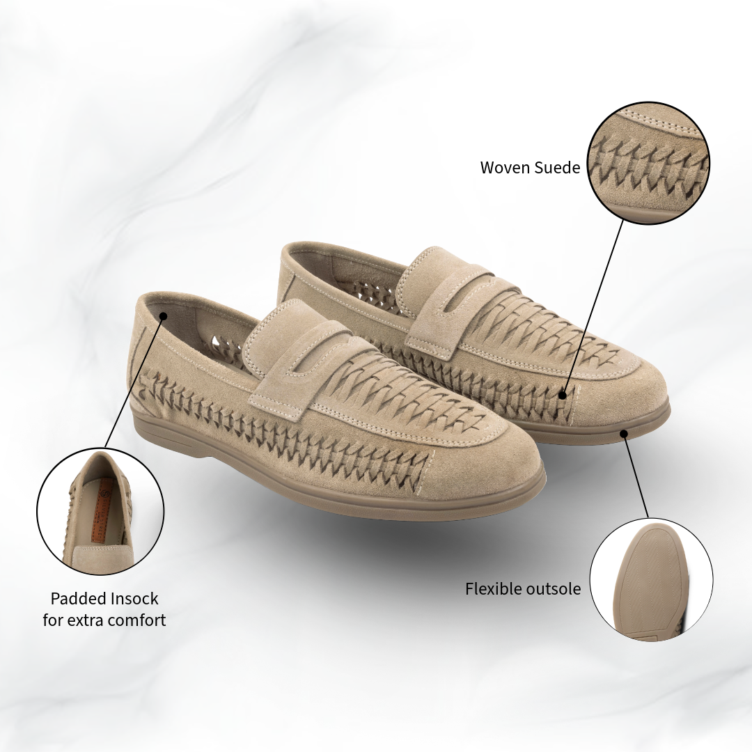 Perth Sand Woven Suede Loafer (1)