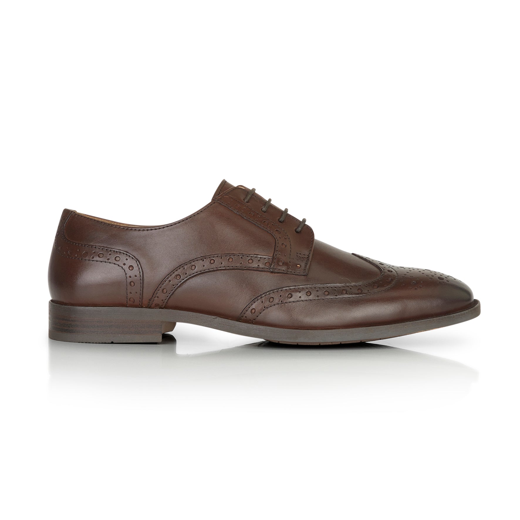 Flint brown leather brogue derby shoes for men