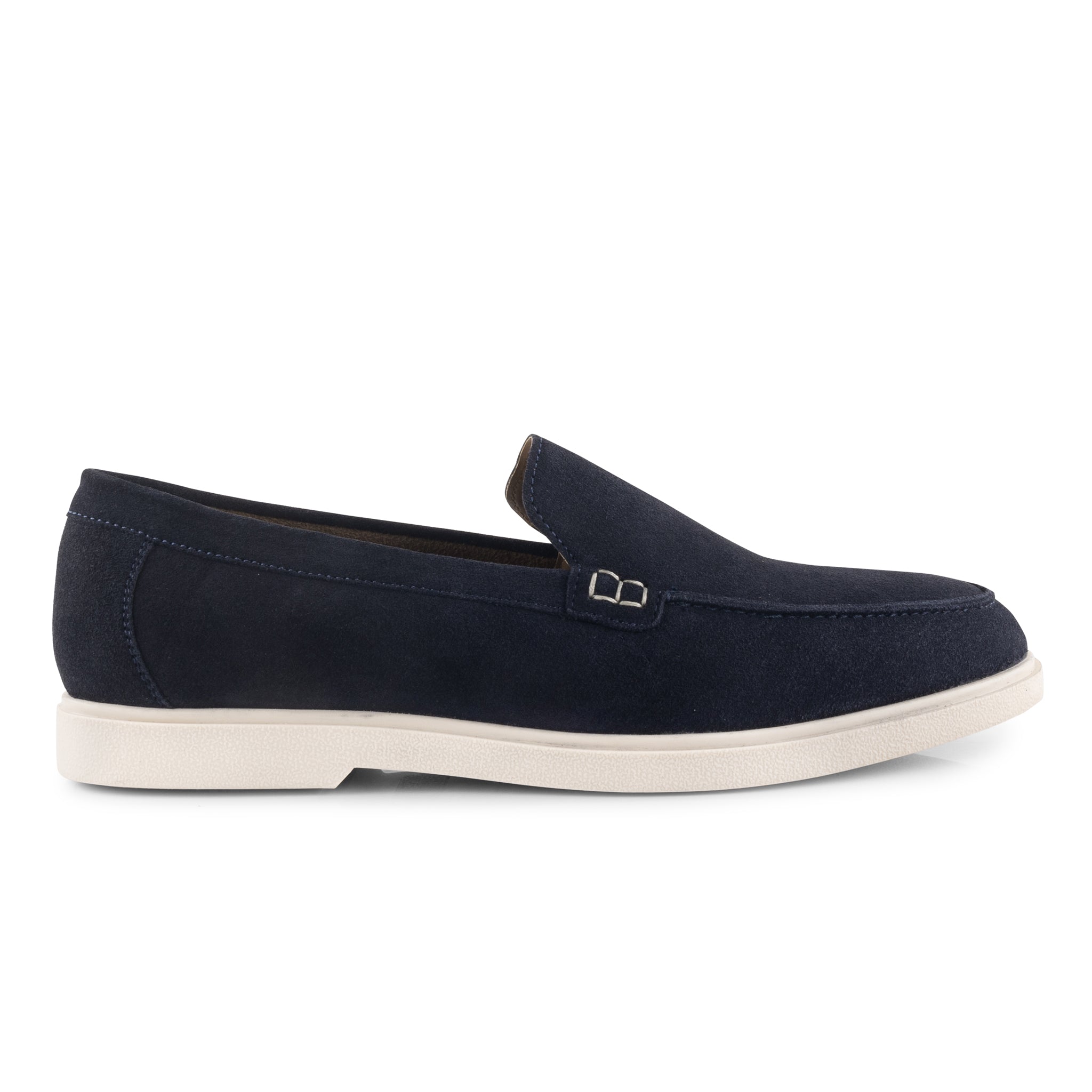 San Mauro Suede Leather Apron Loafers - Navy