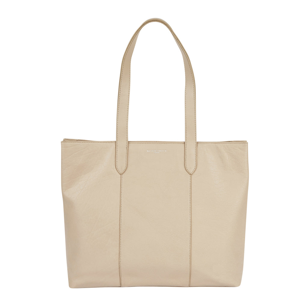 Amber Leather Tote Bags - Sand
