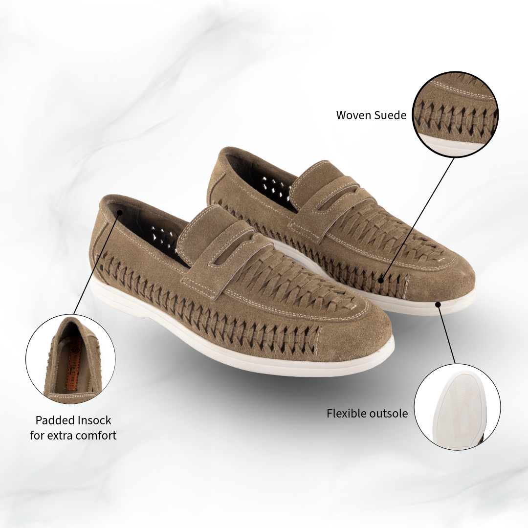 Perth Butter Brown Woven Suede Loafer (1)