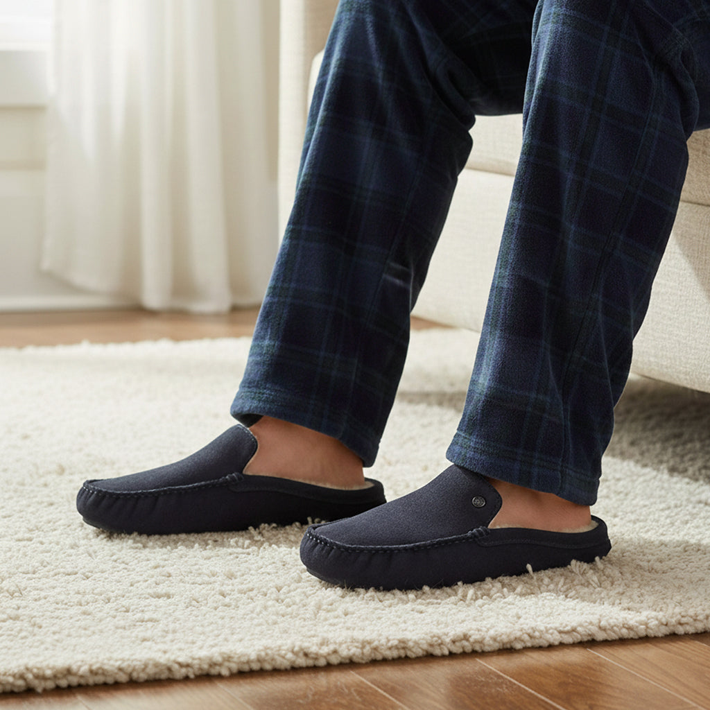 Walbrook Suede Leather Slippers - Navy