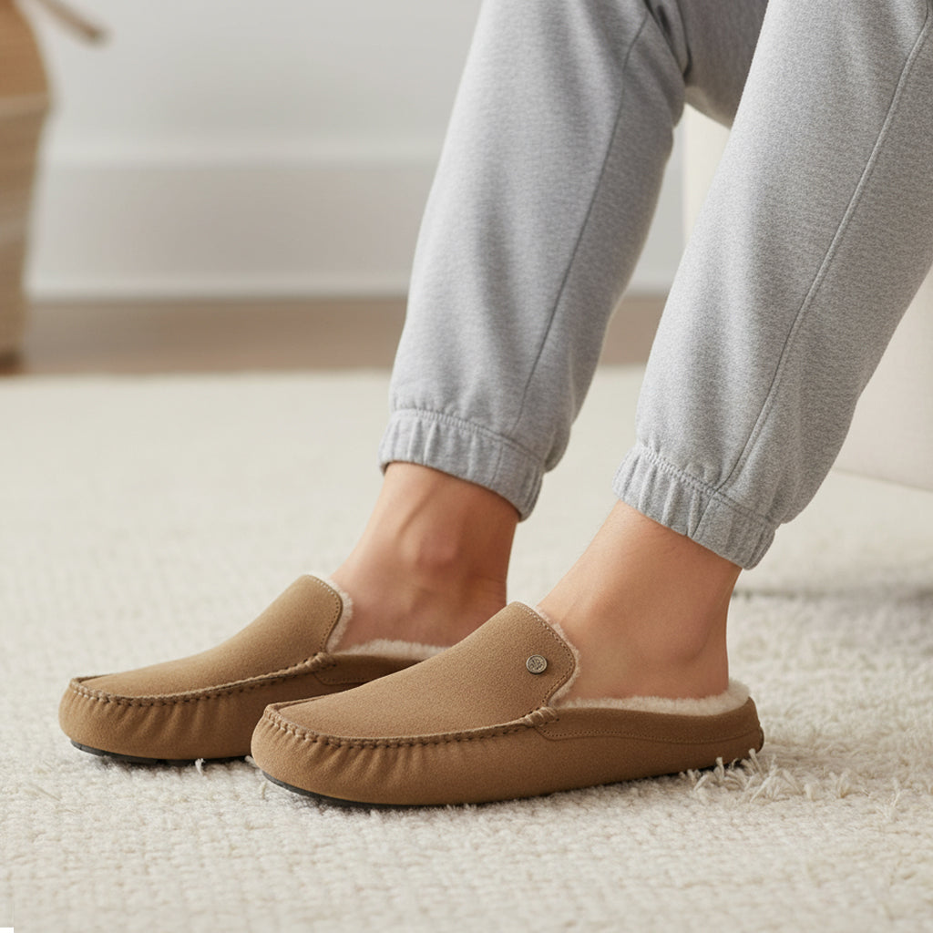 Walbrook Suede Leather Slippers - Tan